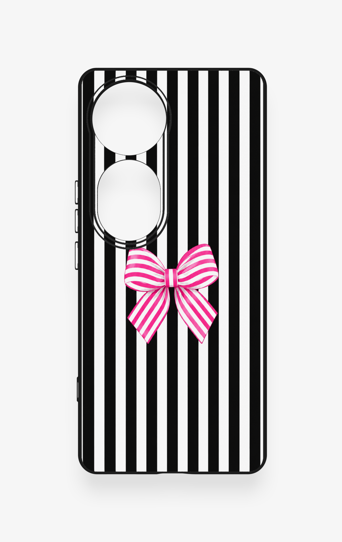 Vivo V40 Uyumlu Pembe Beyaz Kurdele Desenli Silikon Kılıf