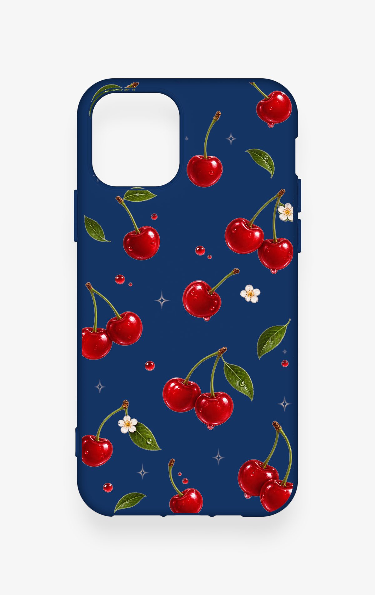 iPhone 11 Pro Uyumlu Kiraz Papatya Desenli Silikon Kılıf