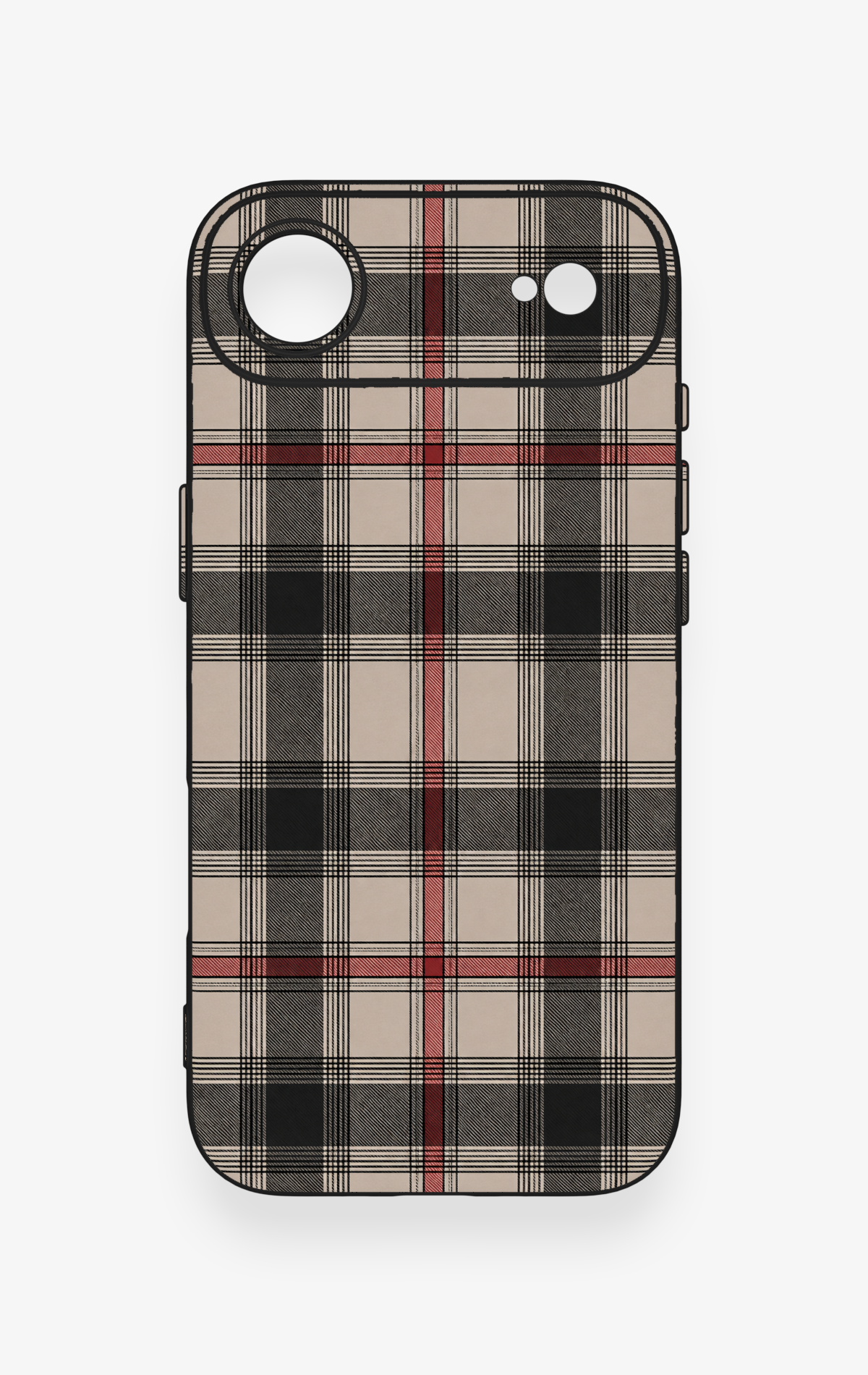 iPhone 17 Air Uyumlu Siyah Kırmızı Ekose Desenli Silikon Kılıf