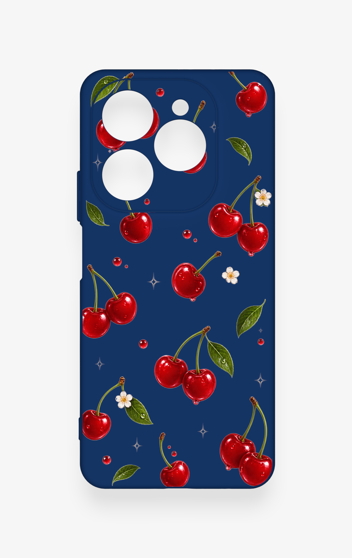 Tecno Spark 20 Pro Uyumlu Kiraz Papatya Desenli Silikon Kılıf