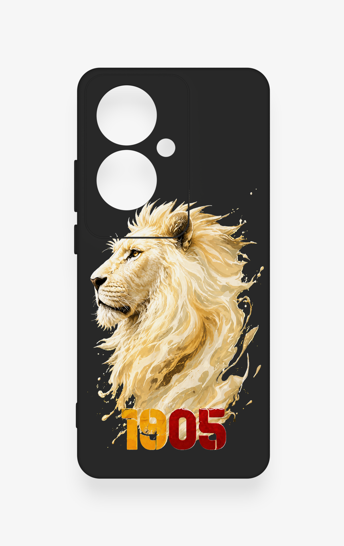 Oppo Reno 11F Uyumlu Sarı Kırmızı 1905 Aslan Desenli Silikon Kılıf