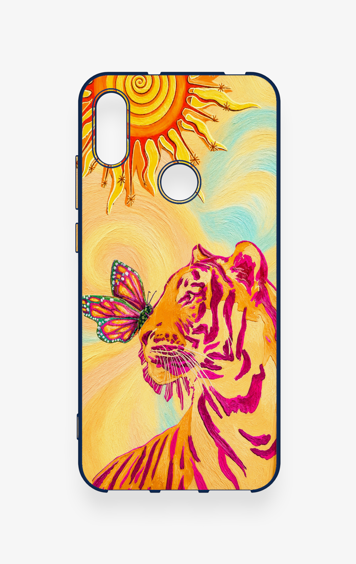 Huawei Y6 2019 Uyumlu Güneşin Kaplanı Desenli Silikon Kılıf