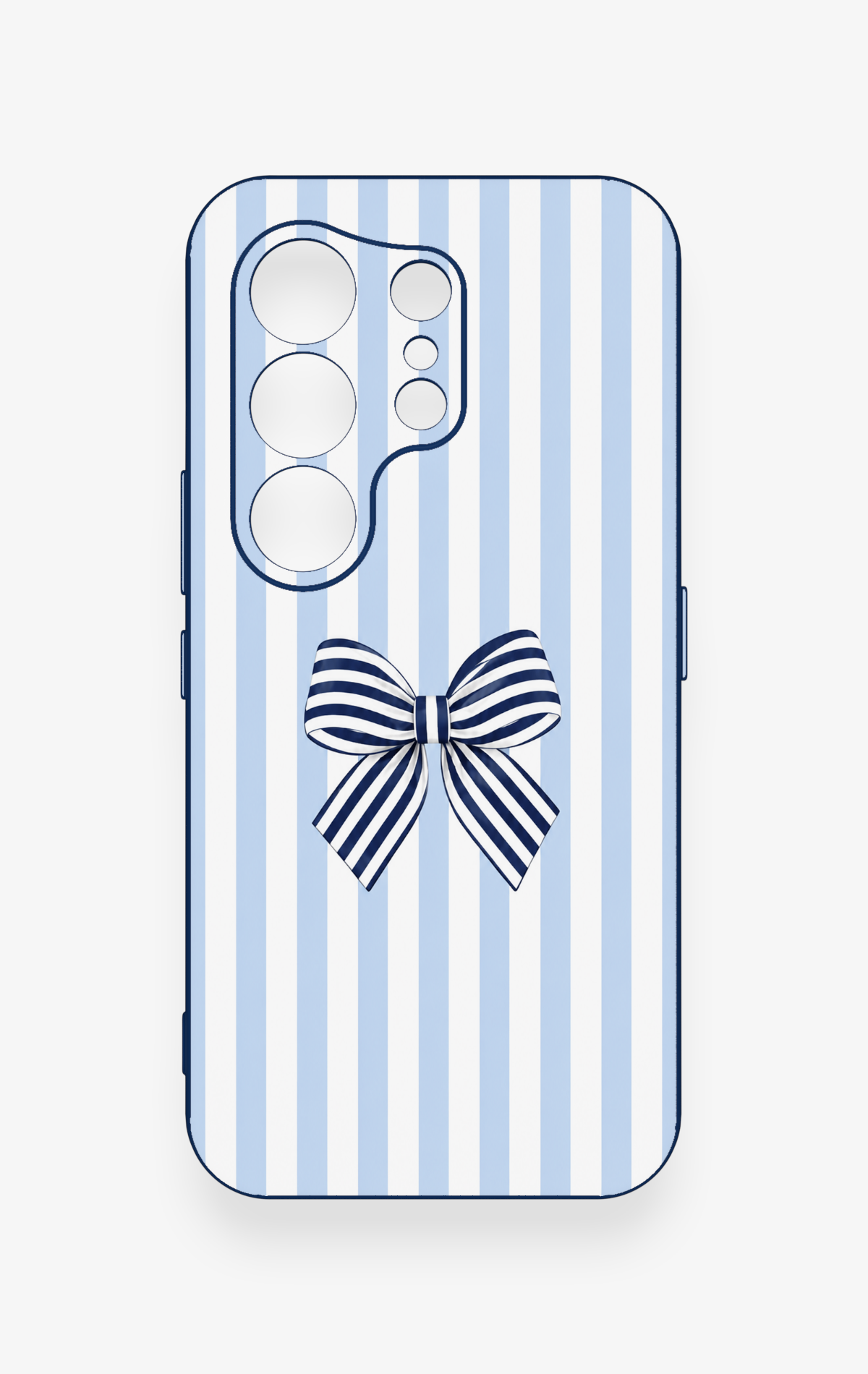 Tecno Camon 50 4G Uyumlu Mavi Beyaz Kurdele Desenli Silikon Kılıf