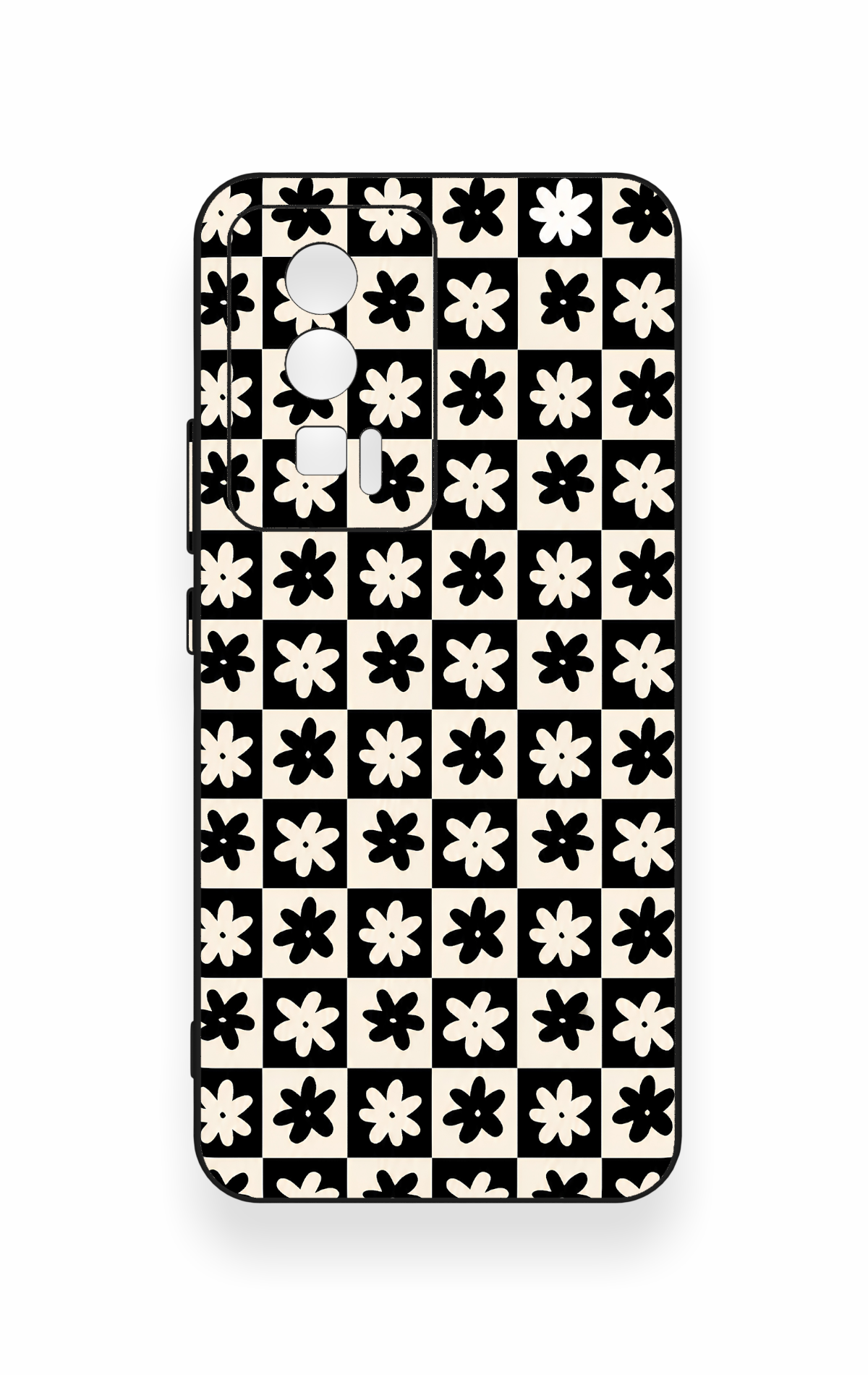 Poco F5 Pro Uyumlu Çiçek Motifli Dama Desenli Silikon Kılıf