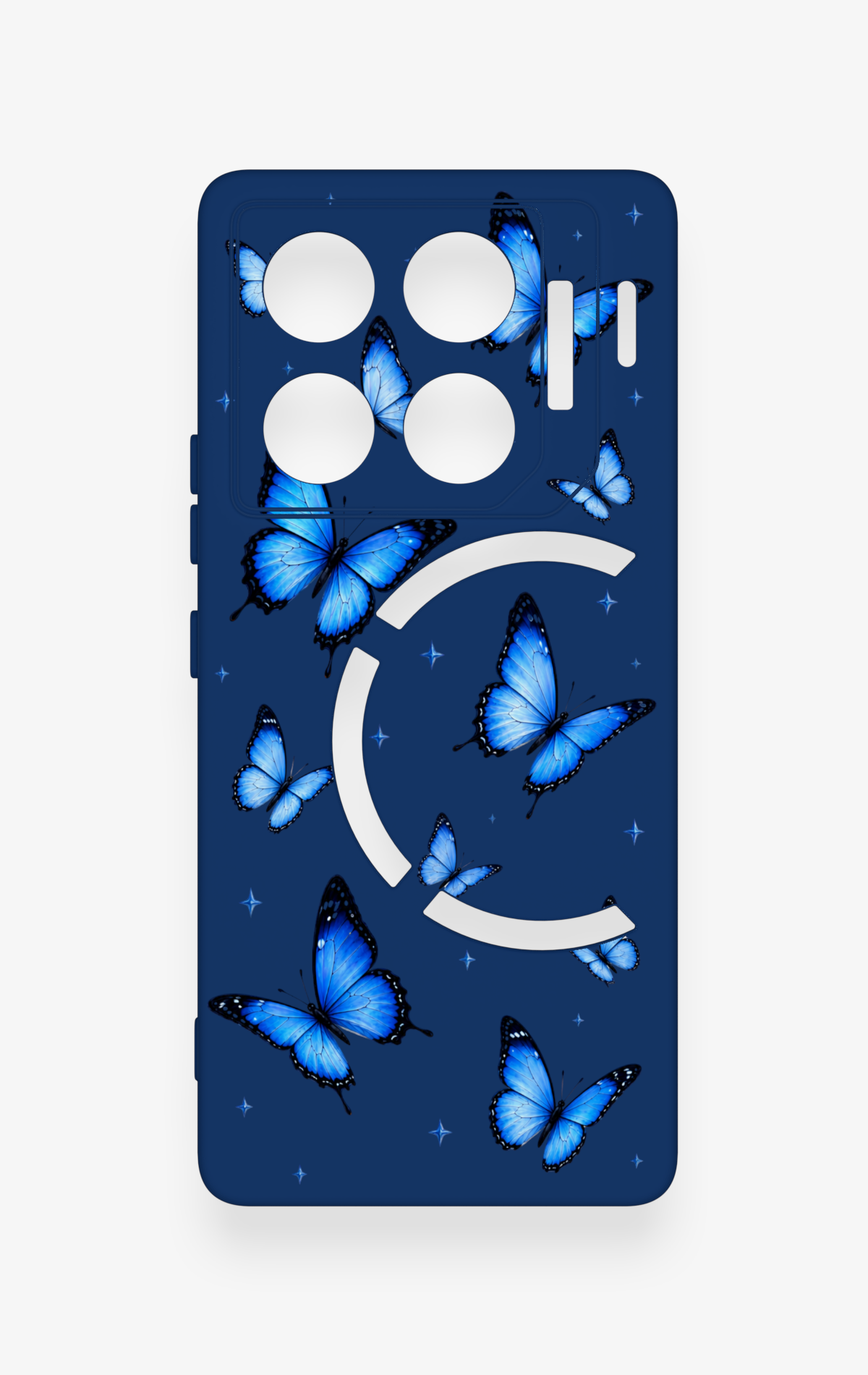 İnfinix Gt 20 Pro Uyumlu Parlak Mavi Kelebek Desenli Silikon Kılıf