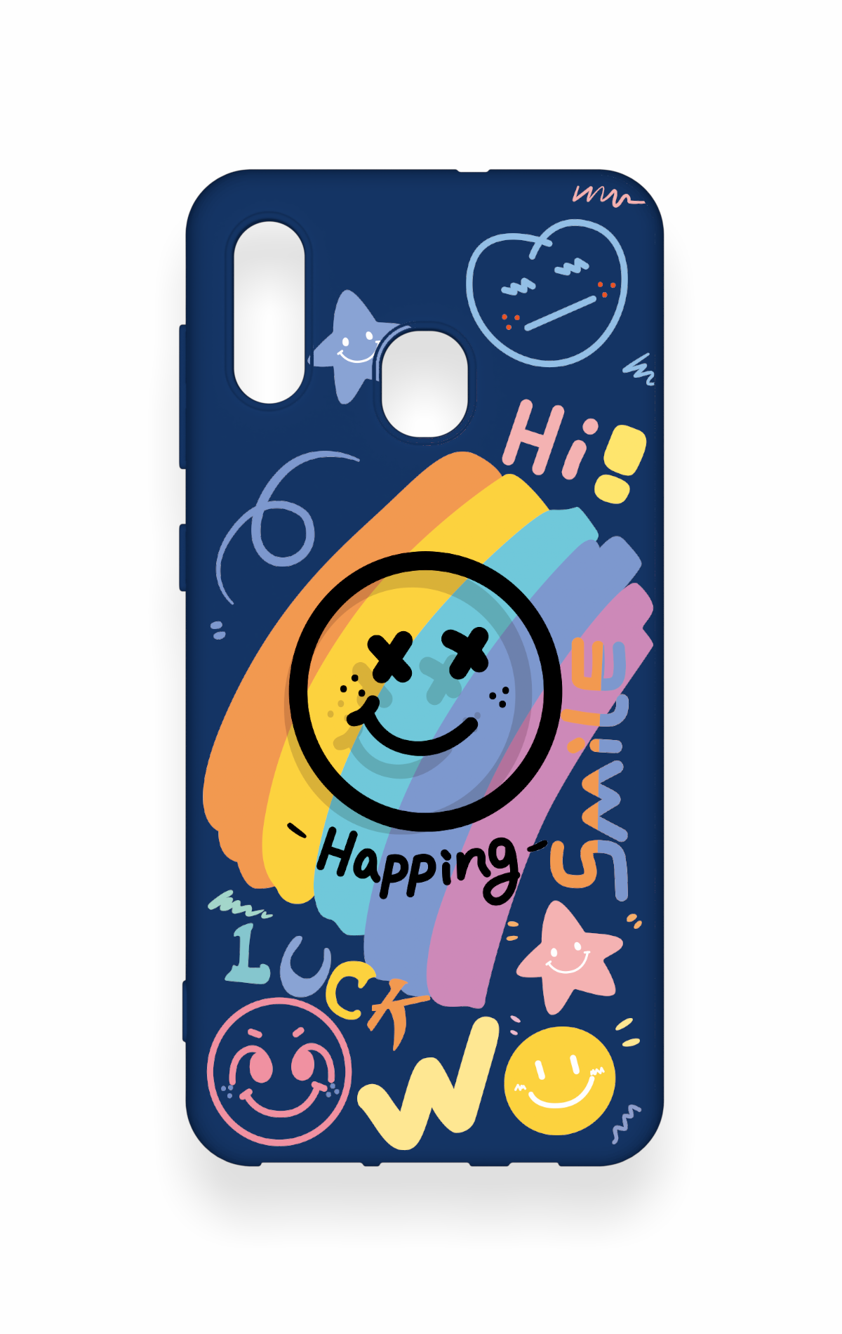 Samsung A20-A30 Uyumlu Happing Smile Desenli Silikon Kılıf