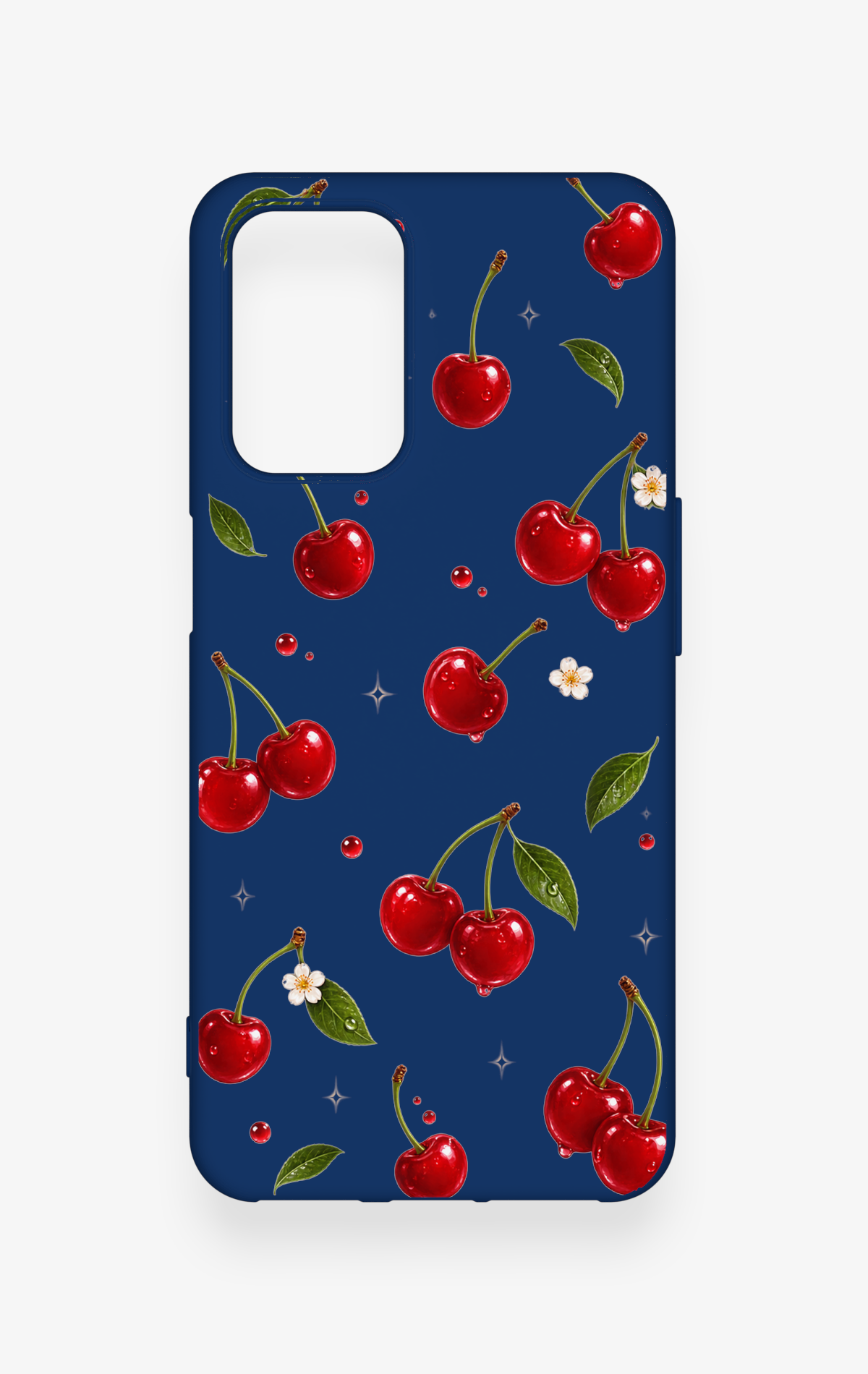 Oppo A54 Uyumlu Kiraz Papatya Desenli Silikon Kılıf