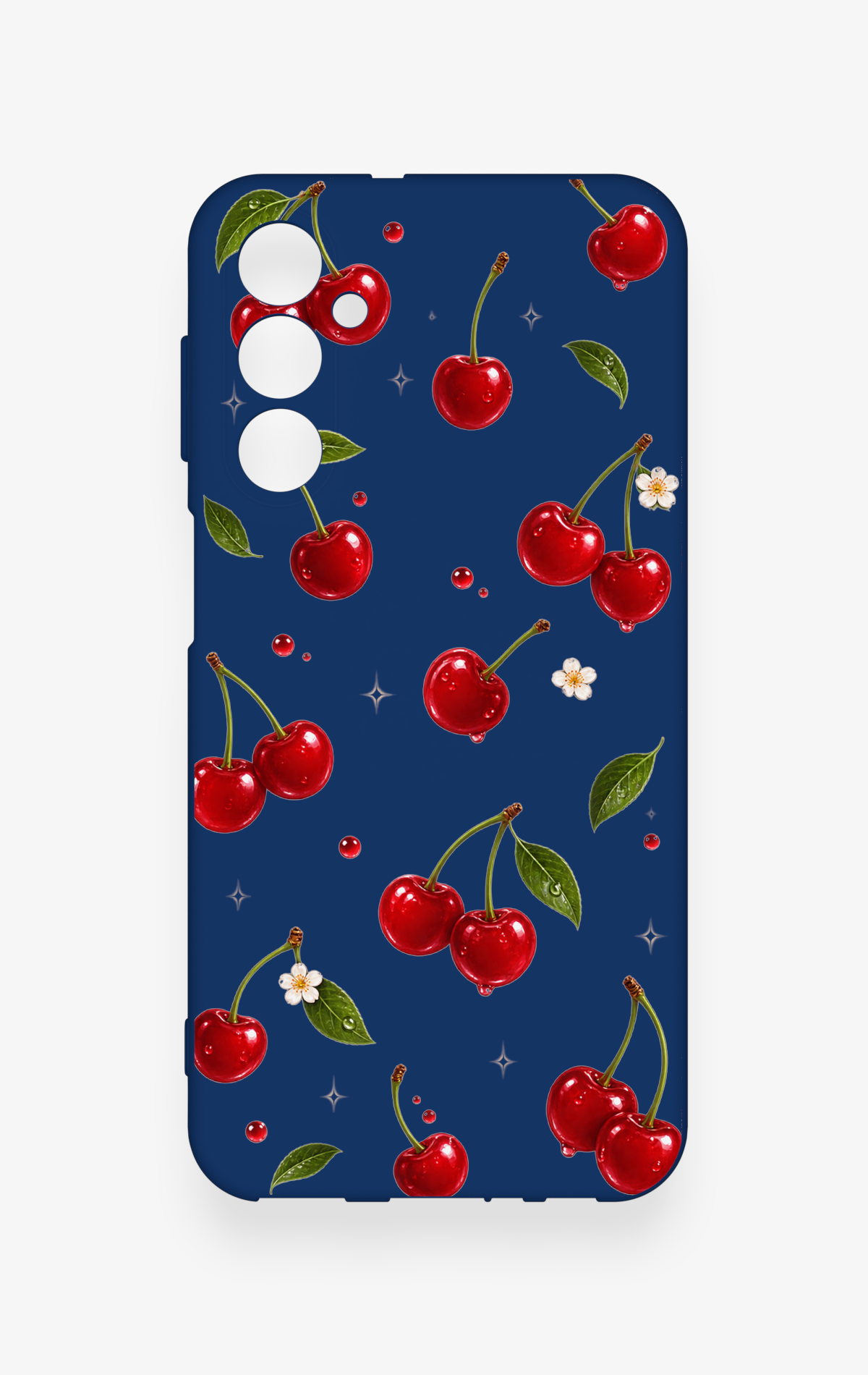 Samsung M34 Uyumlu Kiraz Papatya Desenli Silikon Kılıf