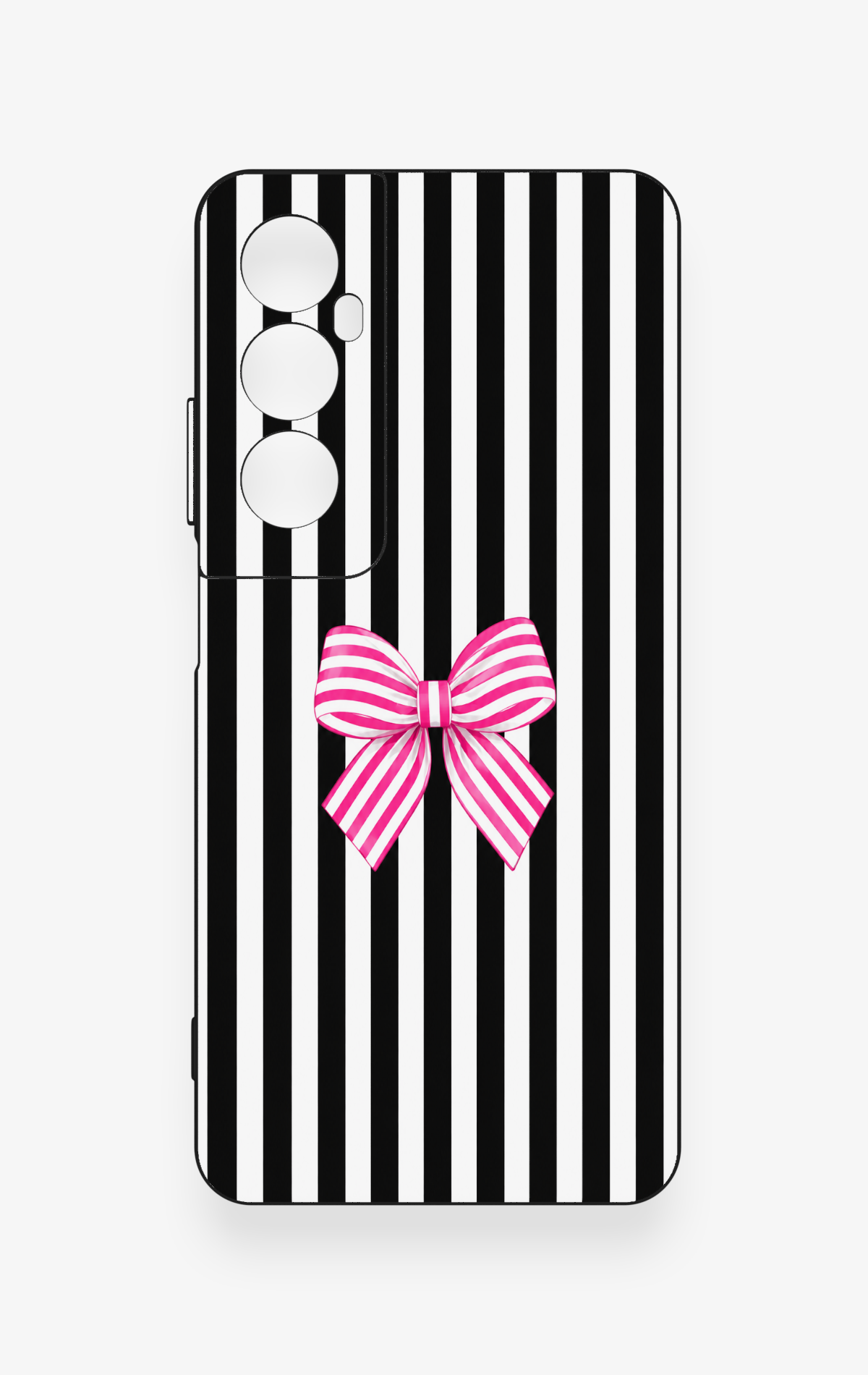 Realme C65 Uyumlu Pembe Beyaz Kurdele Desenli Silikon Kılıf