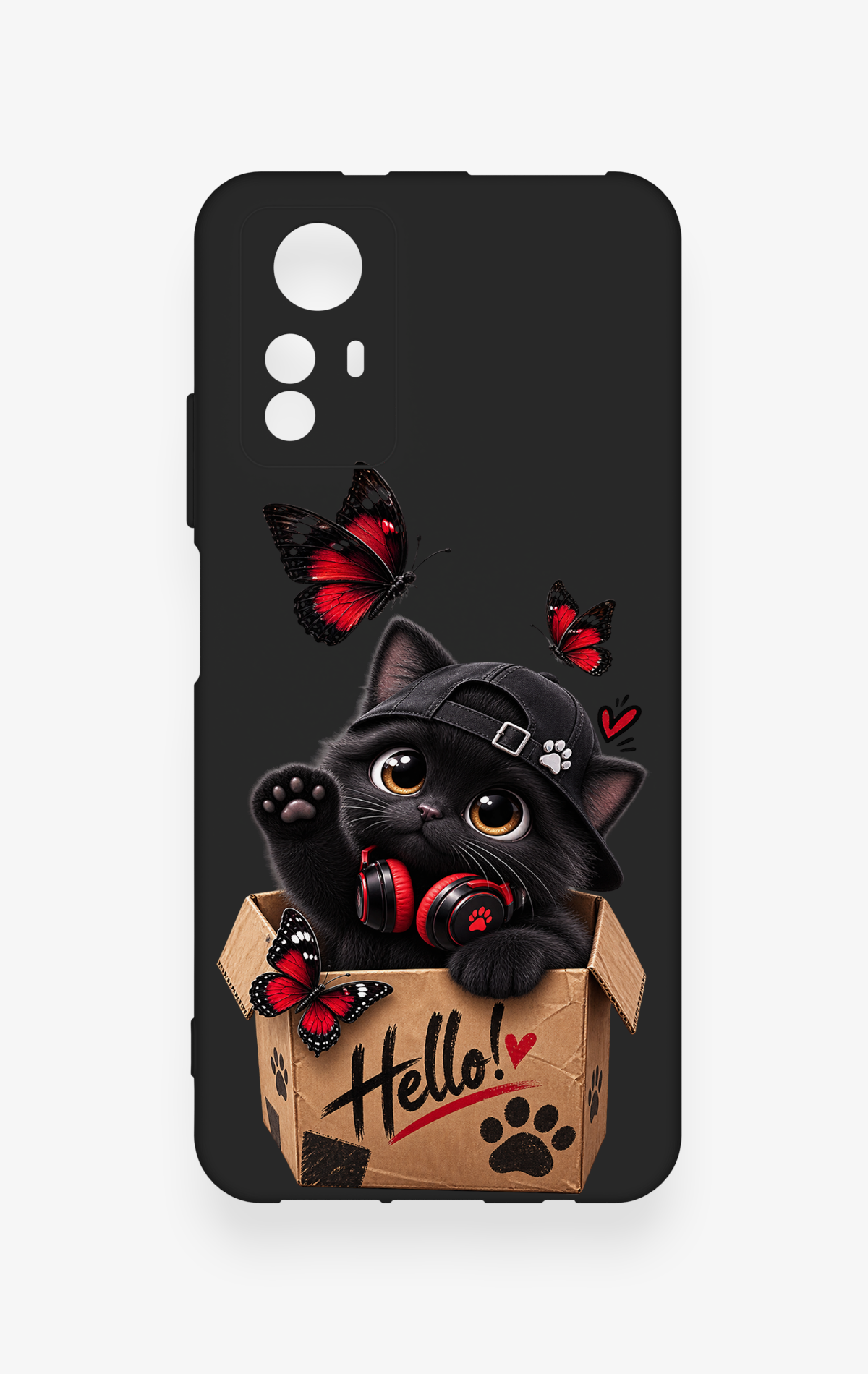Redmi Note 12S Uyumlu Hello Cat Desenli Silikon Kılıf