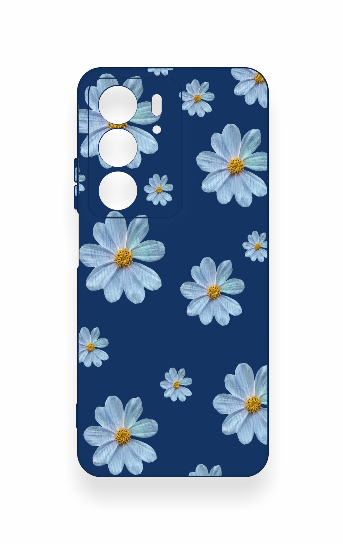 Realme C75 Uyumlu Mavi Papatya Desenli Silikon Kılıf