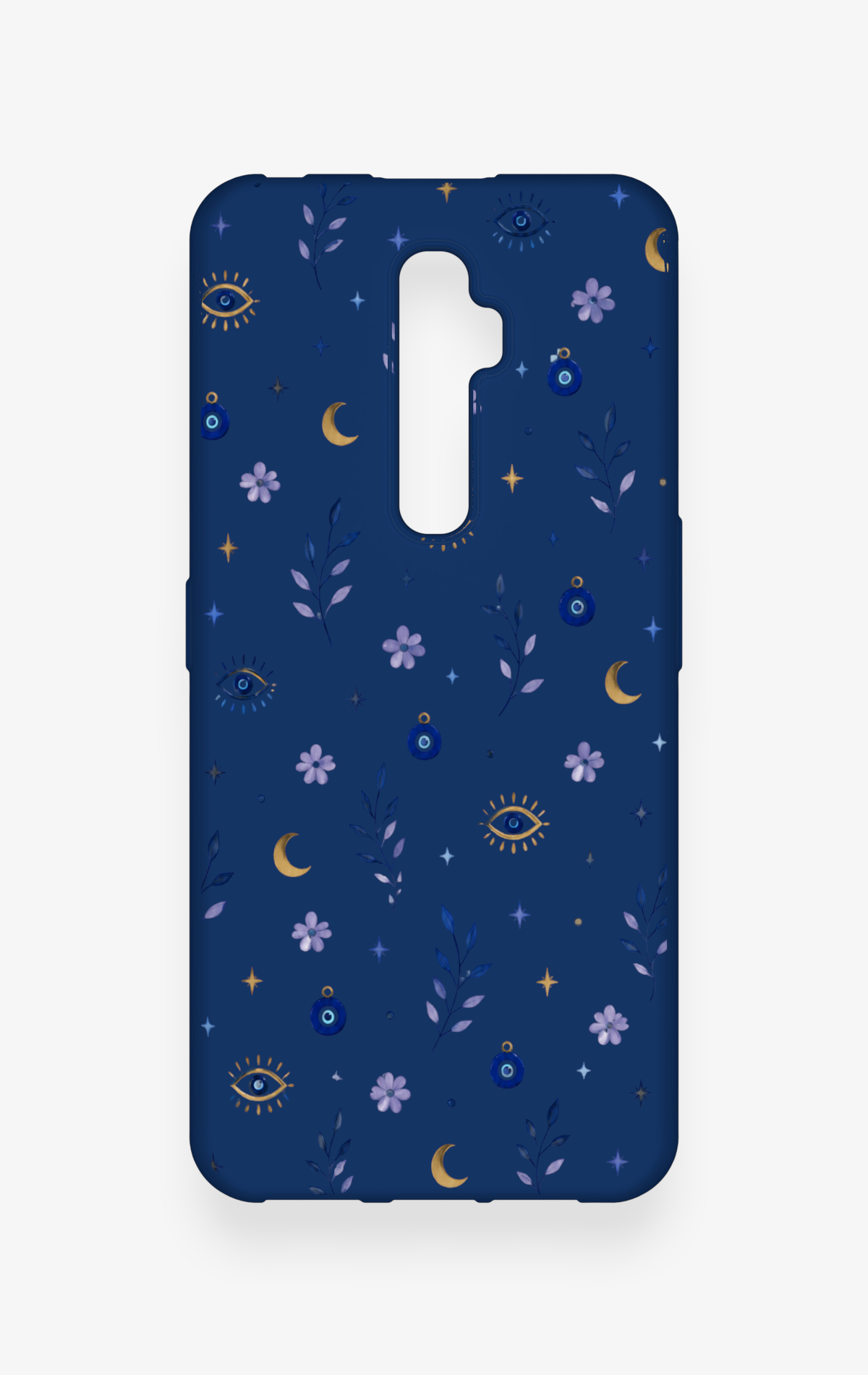 Oppo Reno 2Z Uyumlu Mavi Nazar Papatya Desenli Silikon Kılıf