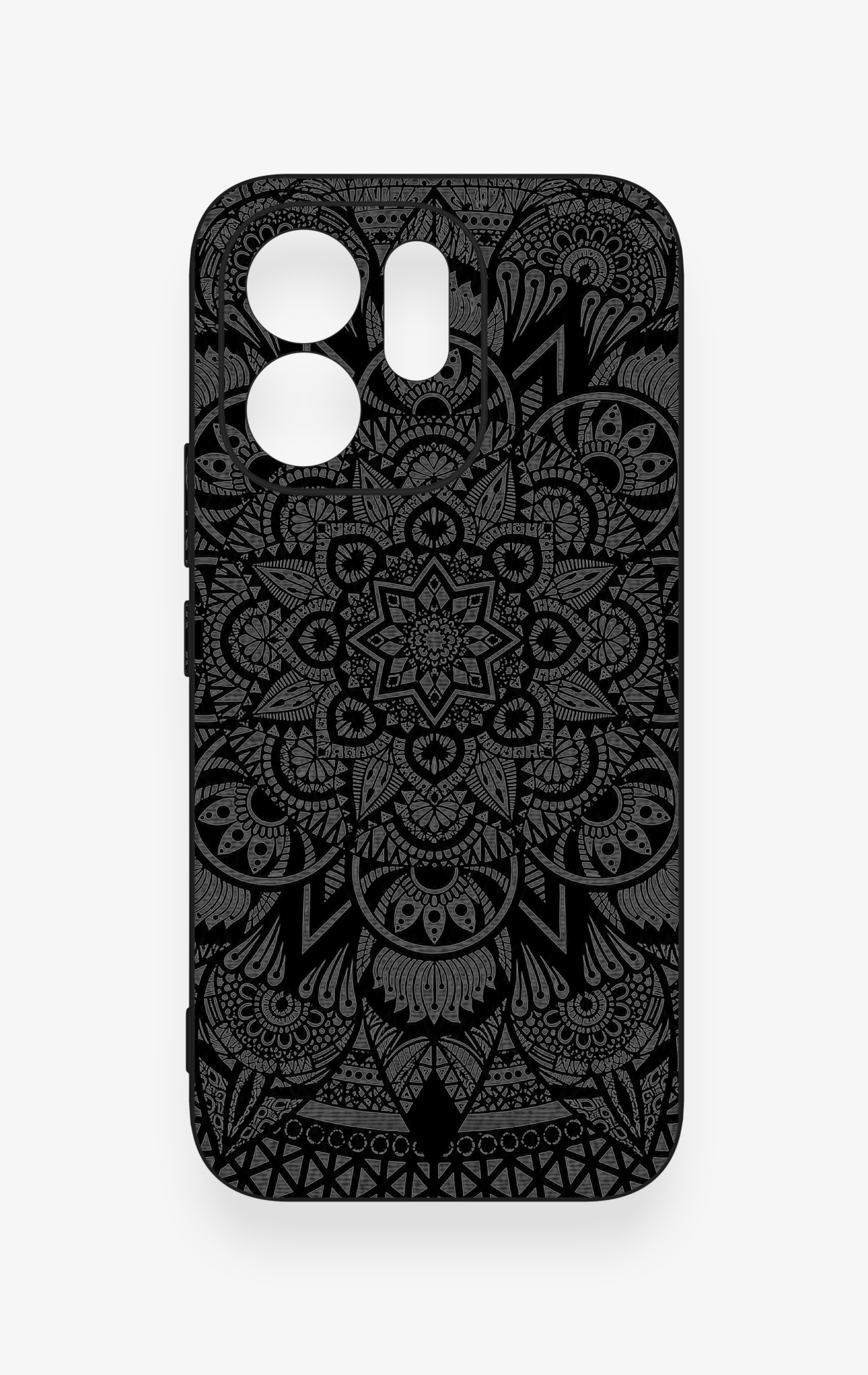 Vivo V70 5G Uyumlu Siyah Beyaz Mandala Desenli Silikon Kılıf