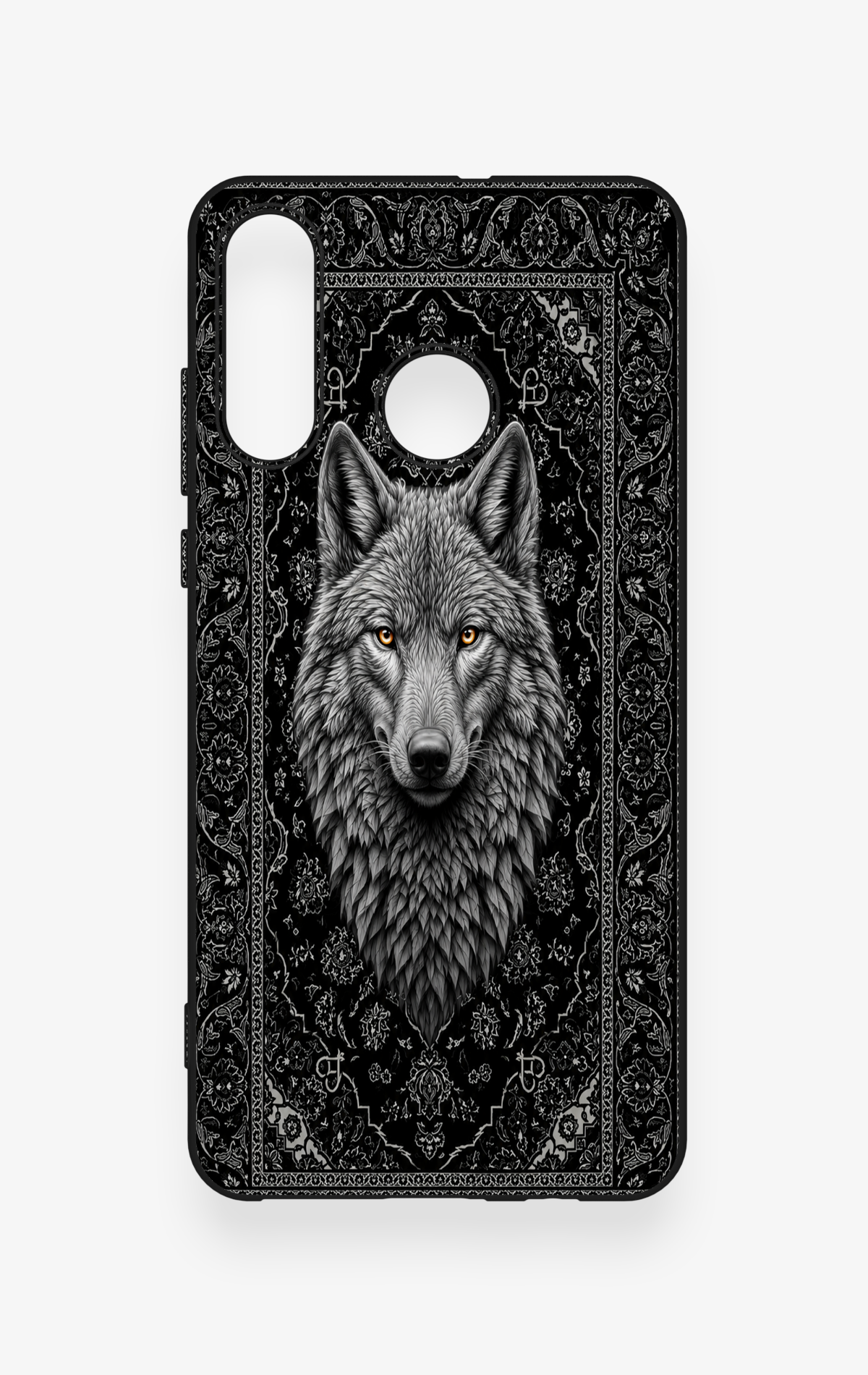 Huawei P30 Lite Uyumlu Etnik Kurt Desenli Silikon Kılıf