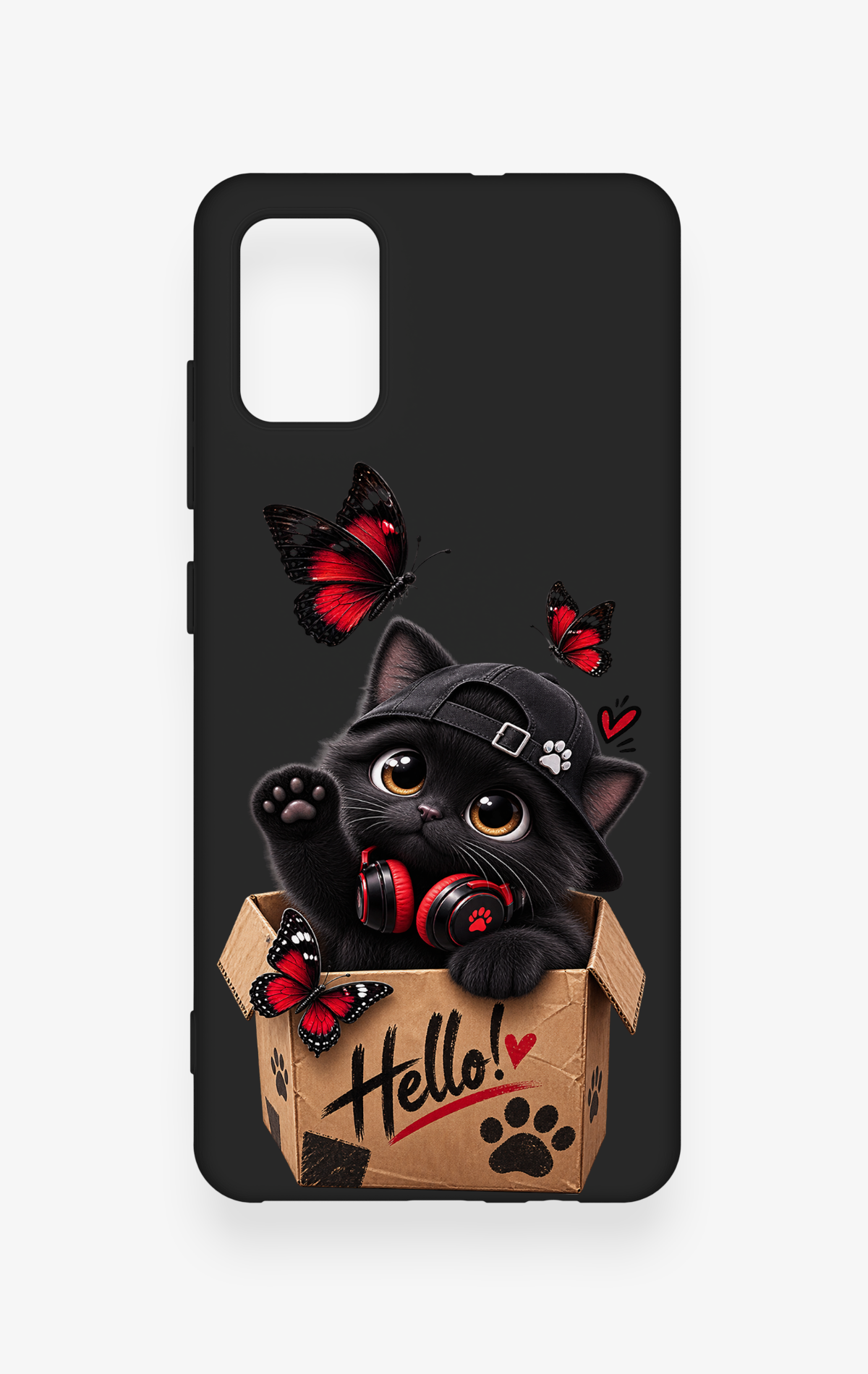 Saamsung A51 Uyumlu Hello Cat Desenli Silikon Kılıf