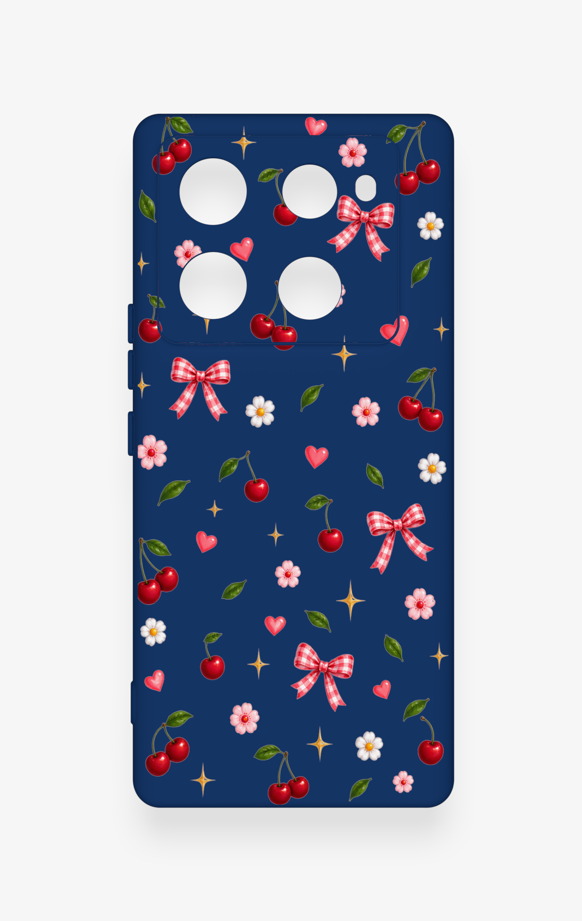 İnfinix Note 40 Pro Uyumlu Çiçek Kiraz Fiyonk Desenli Silikon Kılıf