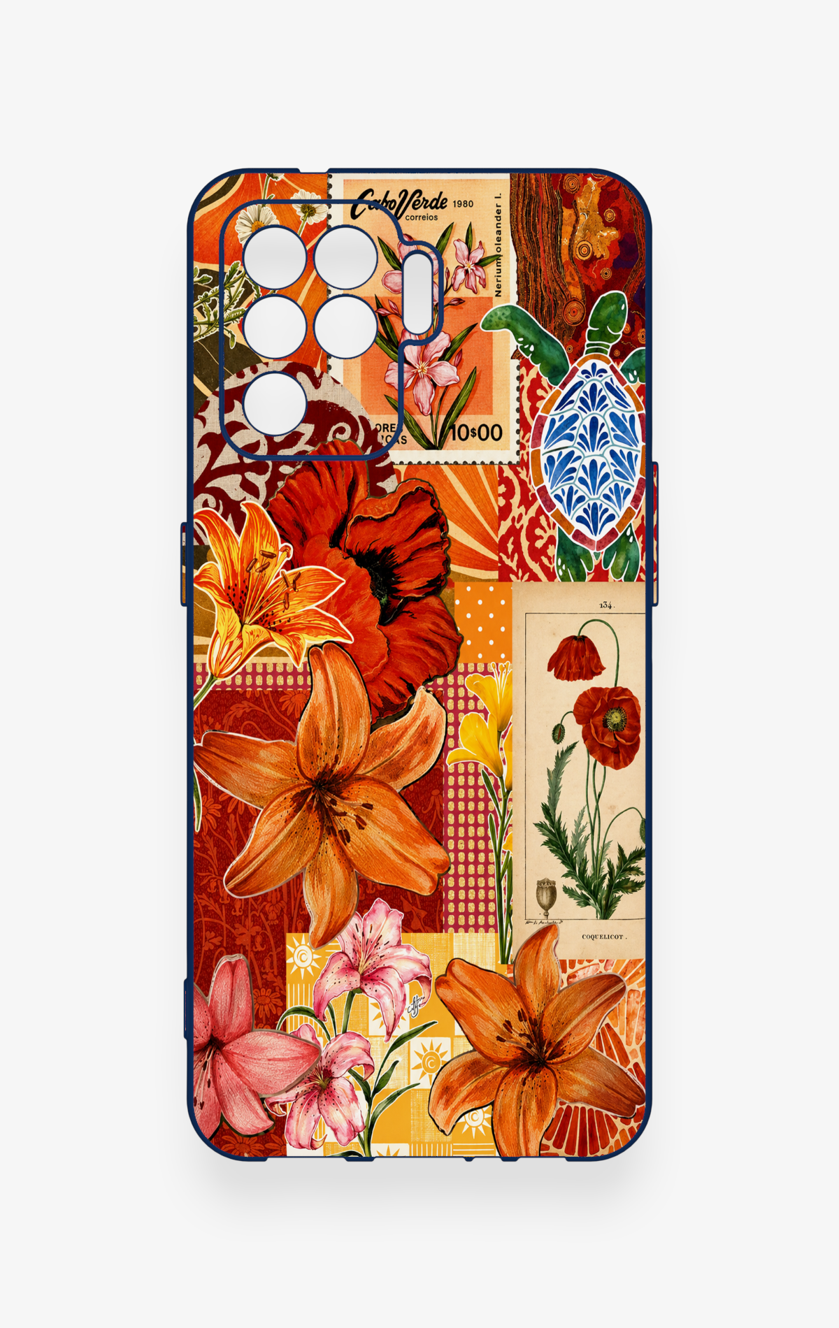 Oppo Reno 5 Lite Uyumlu Turuncu Zambak Desenli Silikon Kılıf