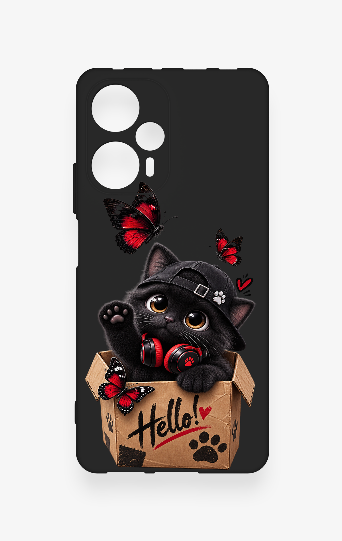 Poco F5 Uyumlu Hello Cat Desenli Silikon Kılıf