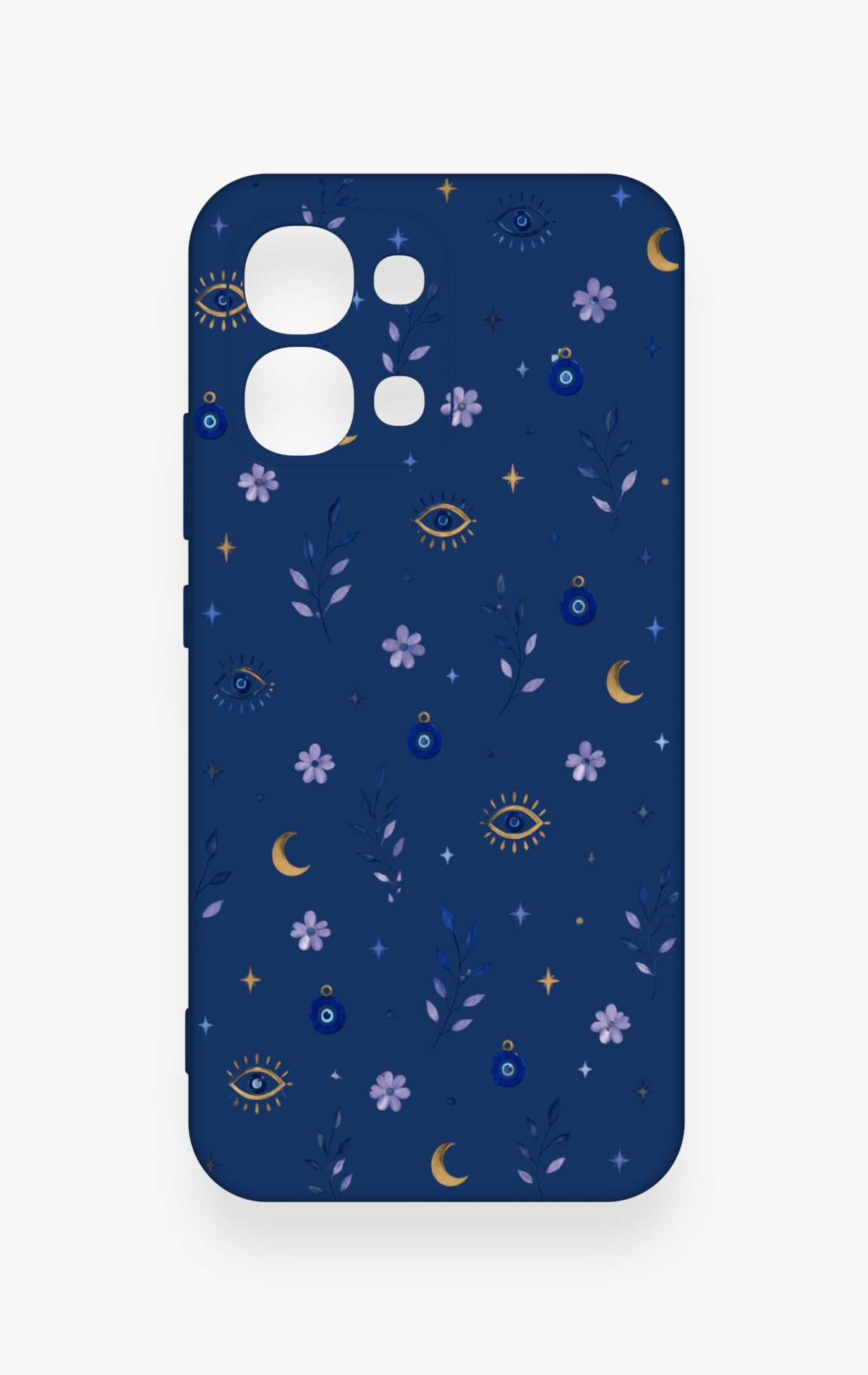 Oppo A6 Pro Uyumlu Mavi Nazar Papatya Desenli Silikon Kılıf