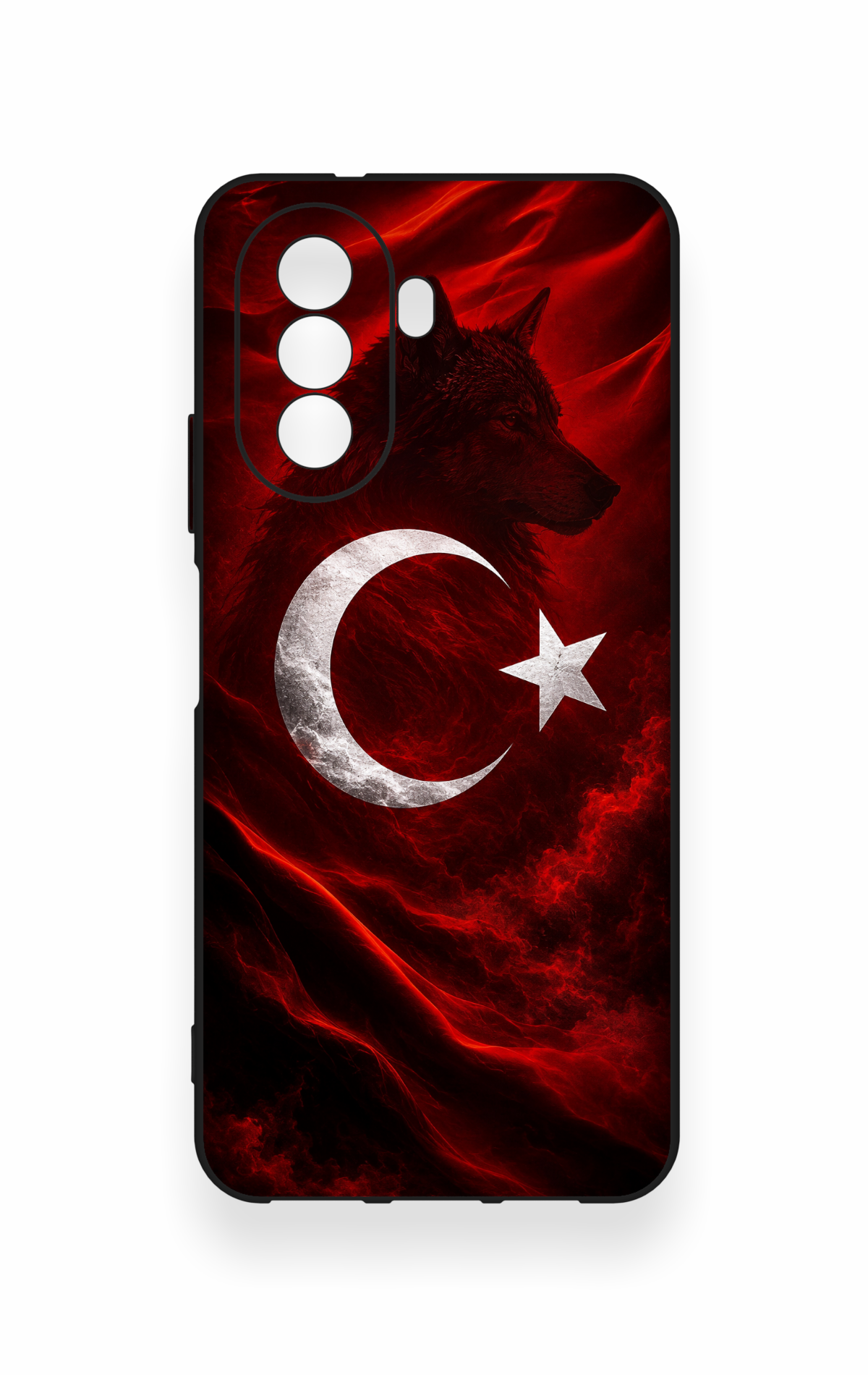Huawei Nova Y70 Uyumlu Kurt Türk Bayrağı Desenli Silikon Kılıf