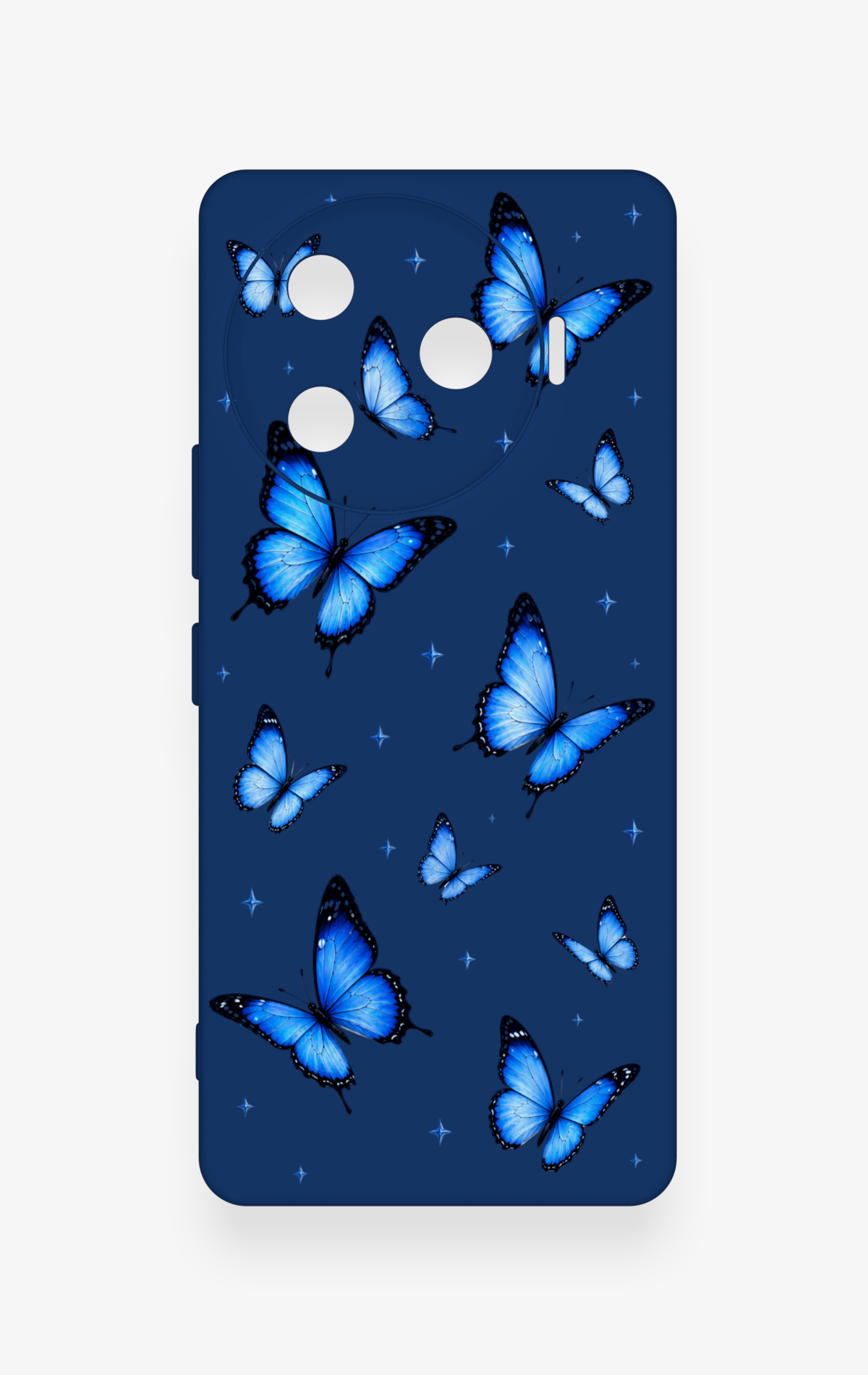 Tecno Camon 30 Pro 5G Uyumlu Parlak Mavi Kelebek Desenli Silikon Kılıf