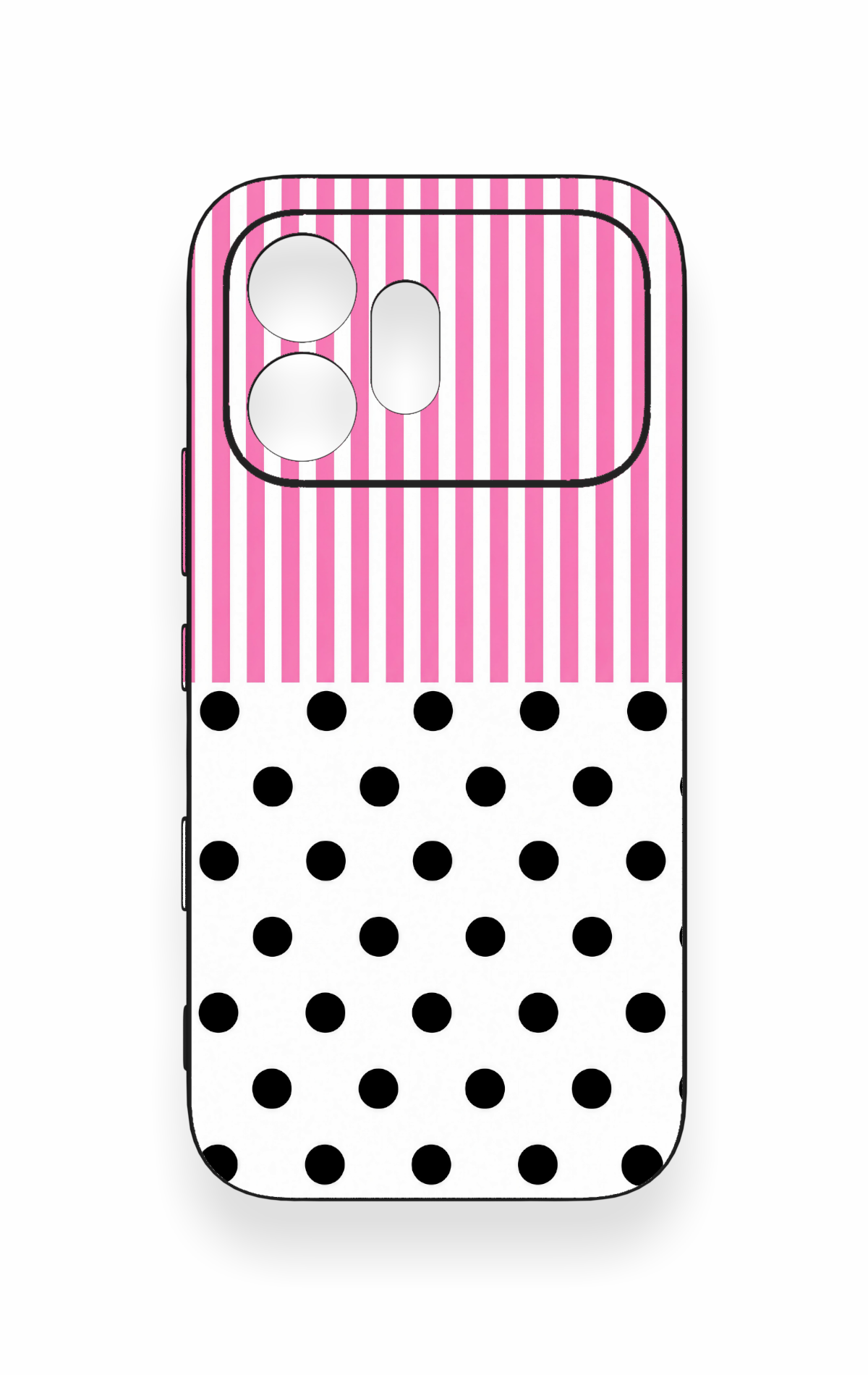 Honor 600 Uyumlu Pembe Çizgili Puantiye Desenli Silikon Kılıf