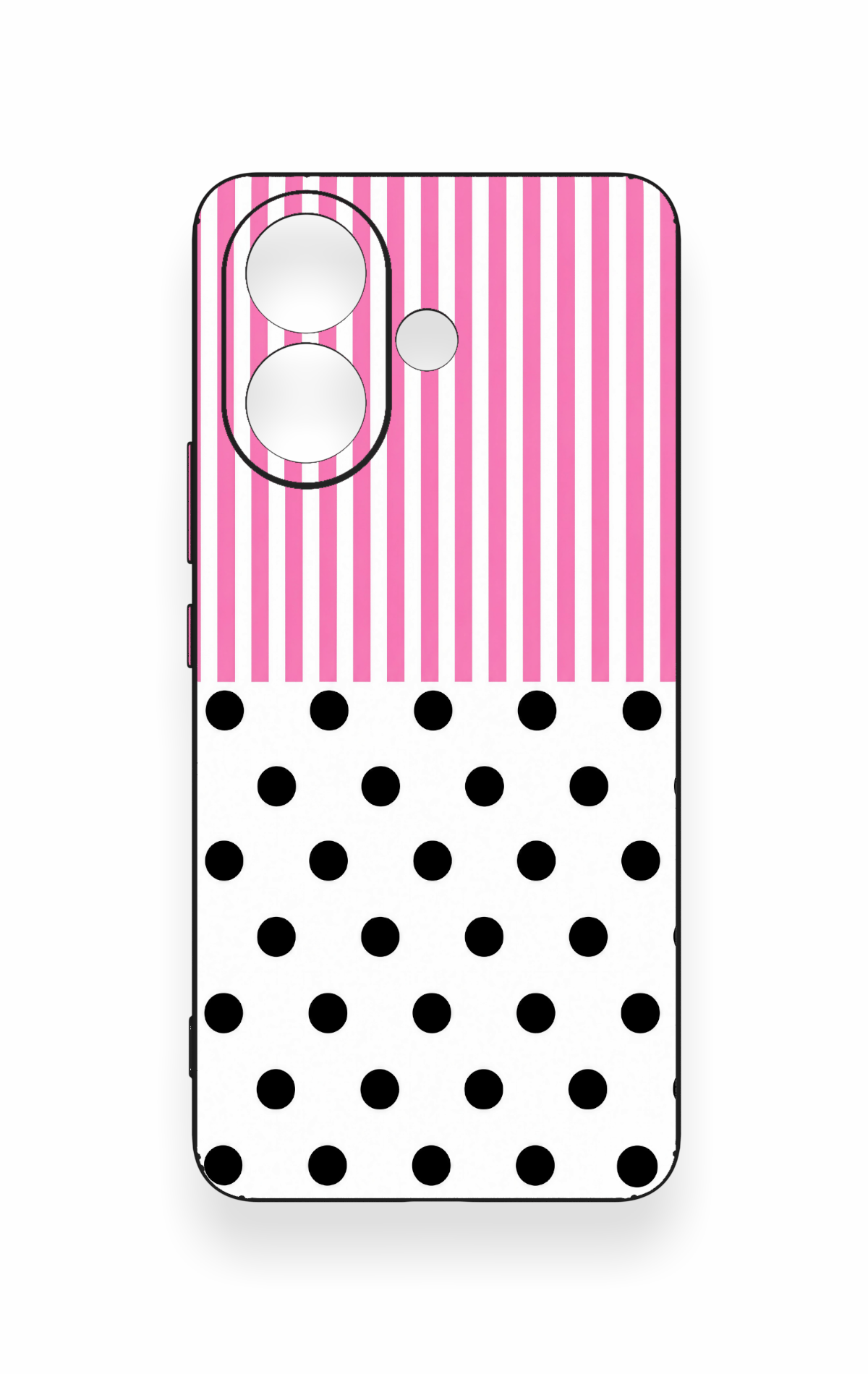 Vivo V60 Lite Uyumlu Pembe Çizgili Puantiye Desenli Silikon Kılıf