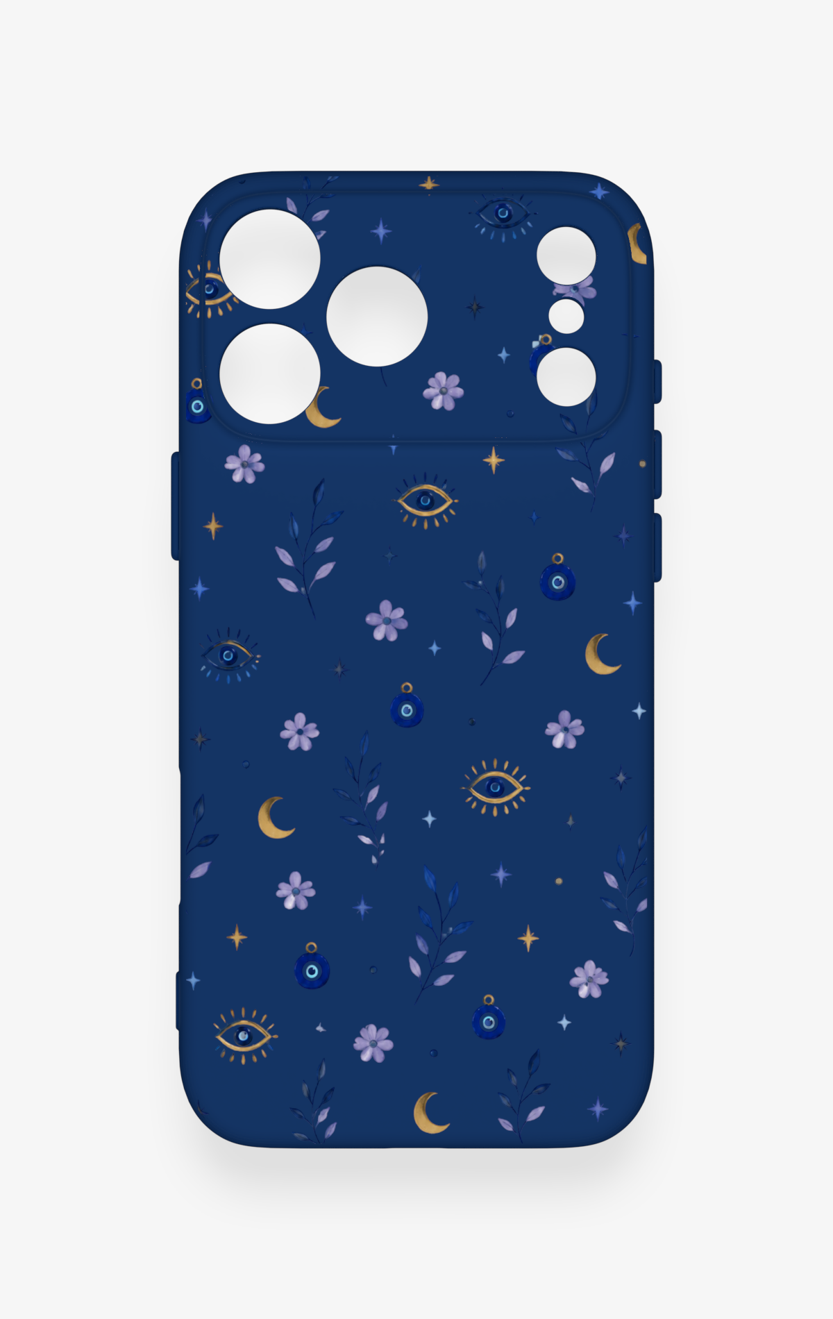 iPhone 17 Pro Max Uyumlu Mavi Nazar Papatya Desenli Silikon Kılıf