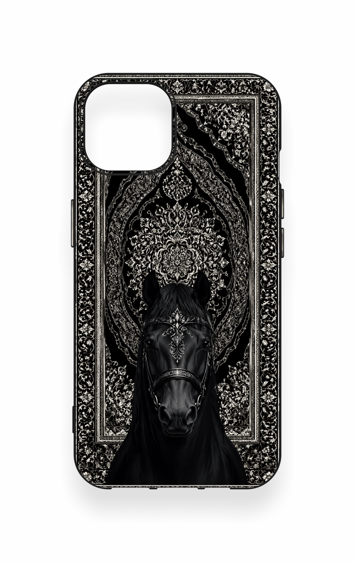 iPhone 14 Uyumlu Etnik At Figürü Desenli Silikon Kılıf