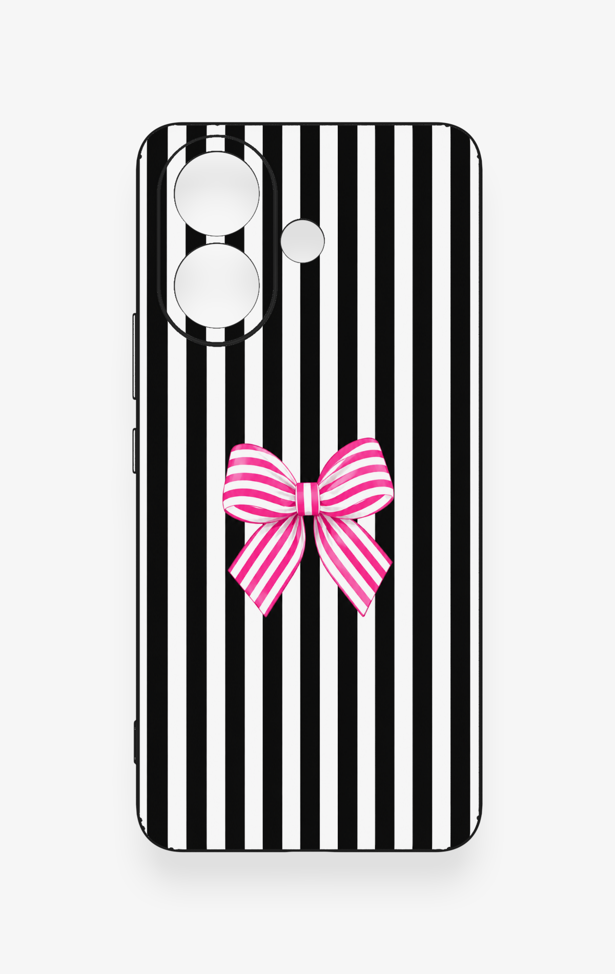 Vivo V60 Lite Uyumlu Pembe Beyaz Kurdele Desenli Silikon Kılıf