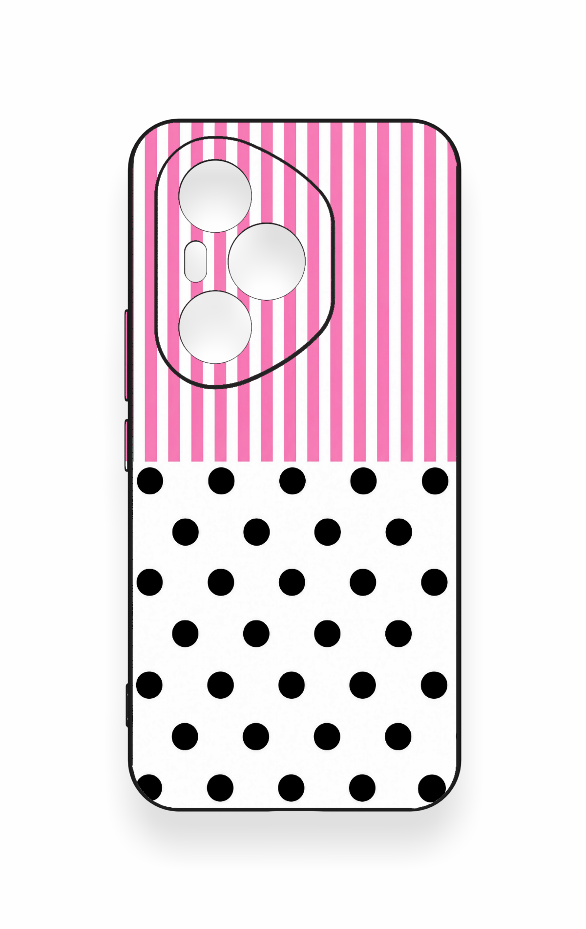 Honor 400 Pro Uyumlu Pembe Çizgili Puantiye Desenli Silikon Kılıf
