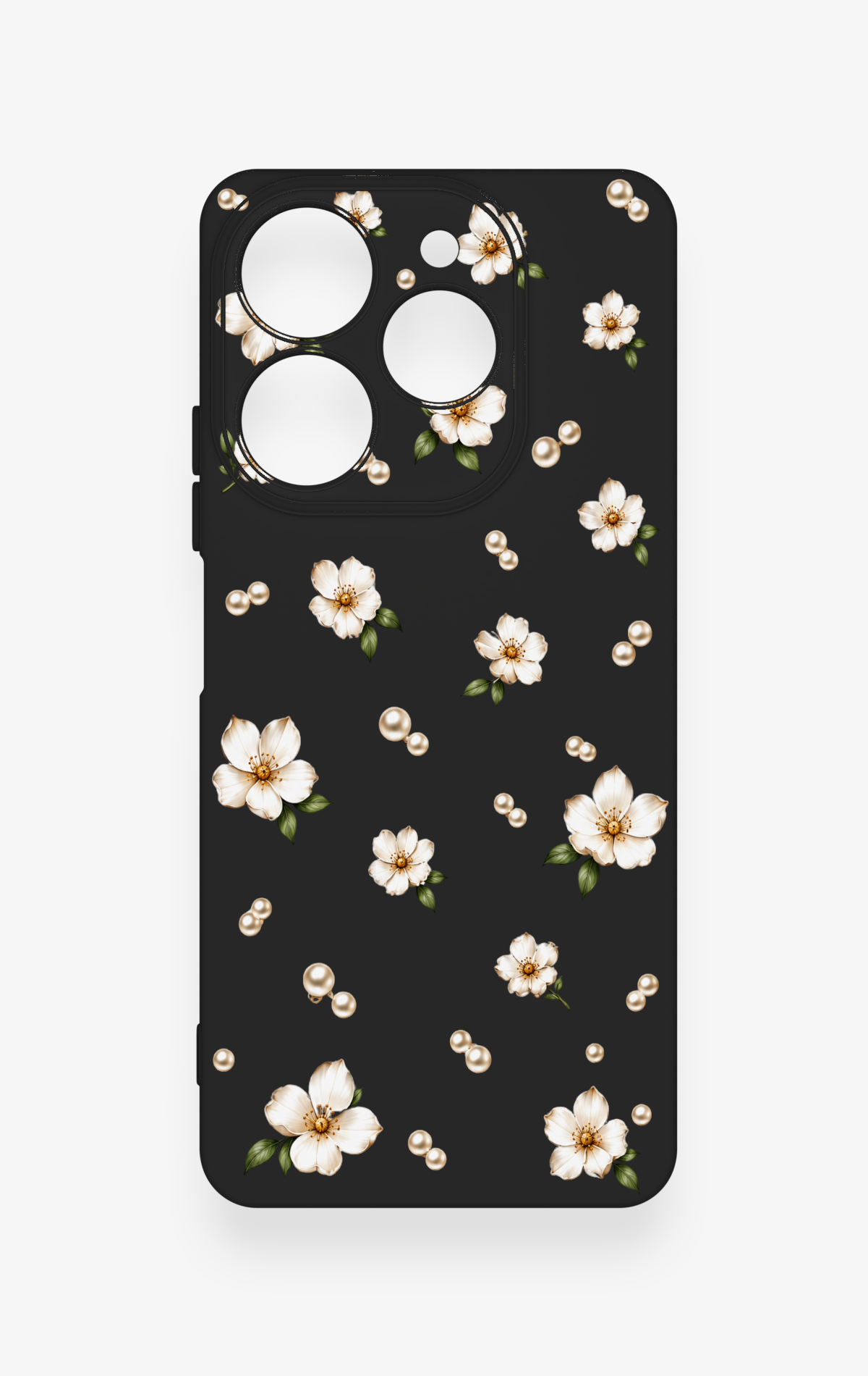 Tecno Spark 10 Pro Uyumlu İnci Papatya Desenli Silikon Kılıf