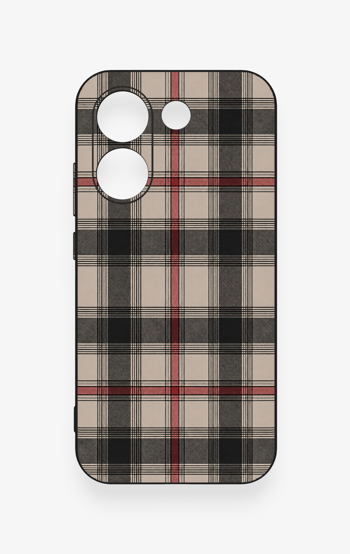 Poco X8 Pro Uyumlu Siyah Kırmızı Ekose Desenli Silikon Kılıf