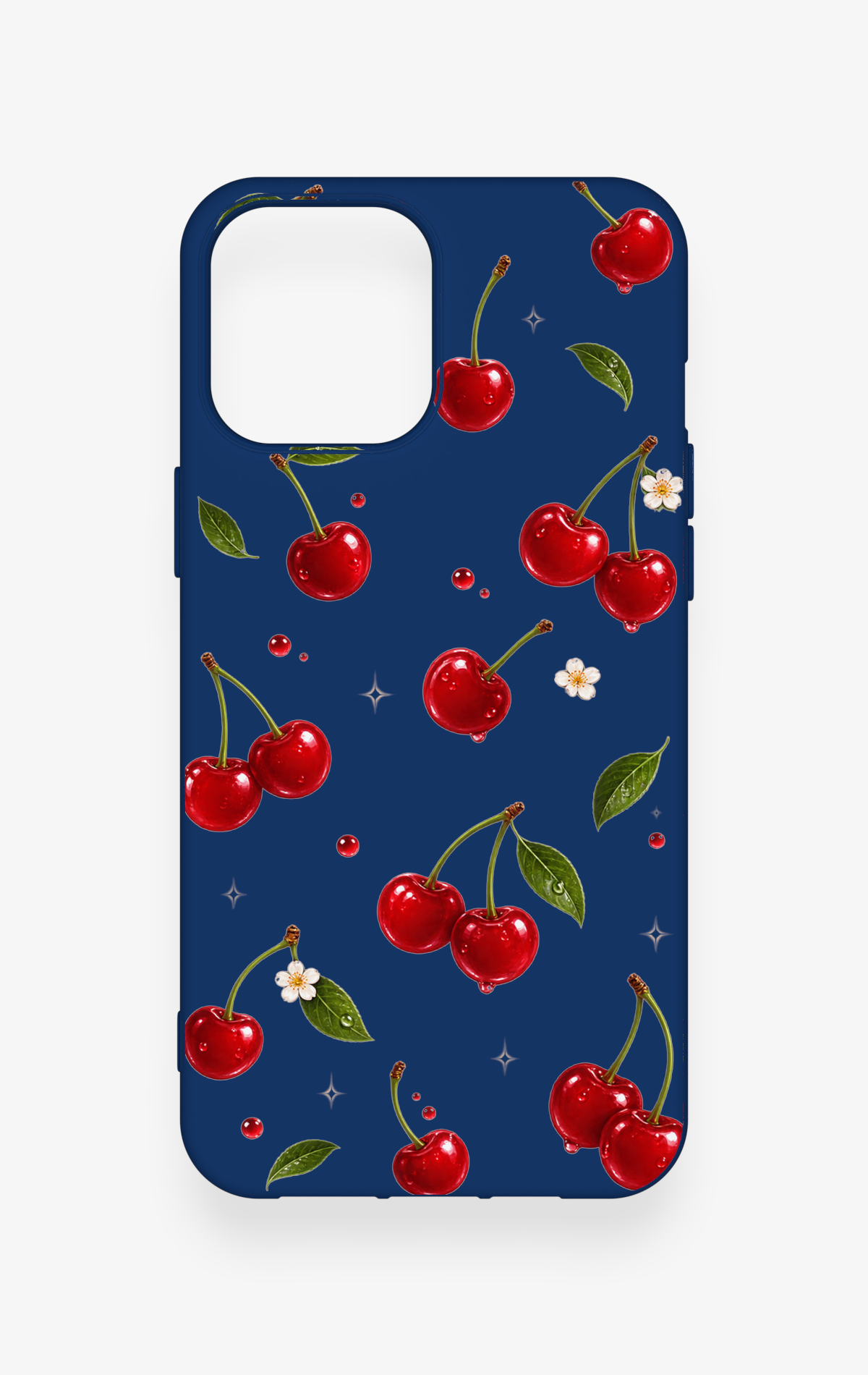 iPhone 12 Pro Max Uyumlu Kiraz Papatya Desenli Silikon Kılıf
