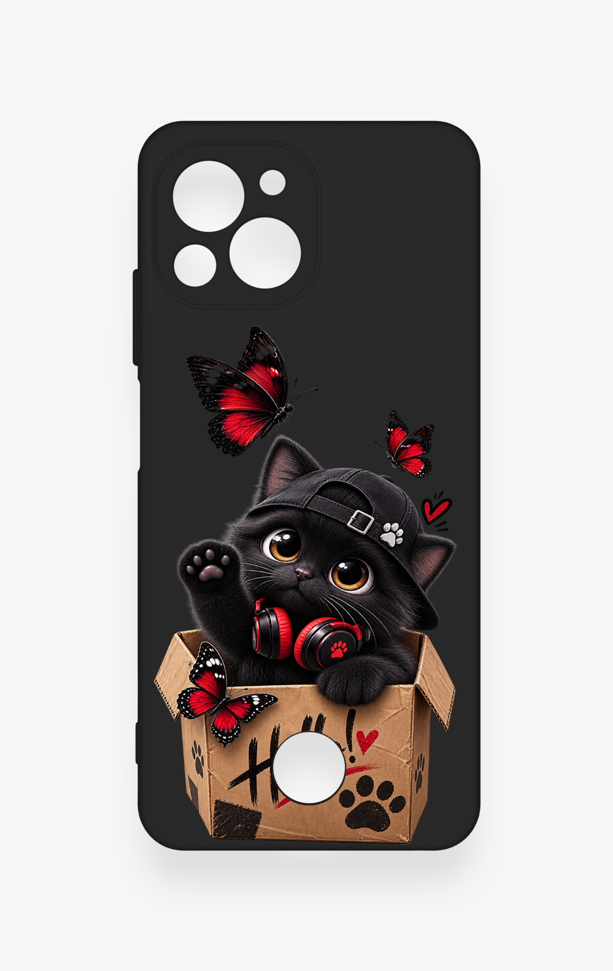 Reeder S23 Pro Max Uyumlu Hello Cat Desenli Silikon Kılıf