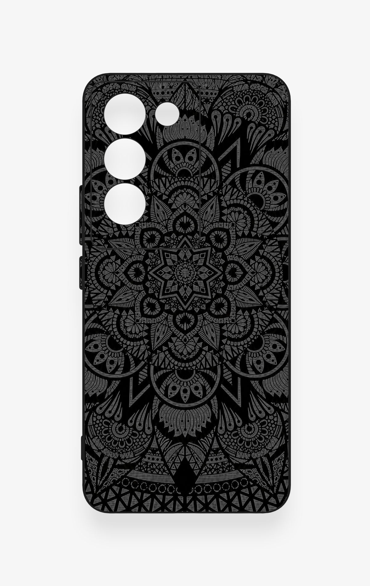Vivo V30 Lite Uyumlu Siyah Beyaz Mandala Desenli Silikon Kılıf