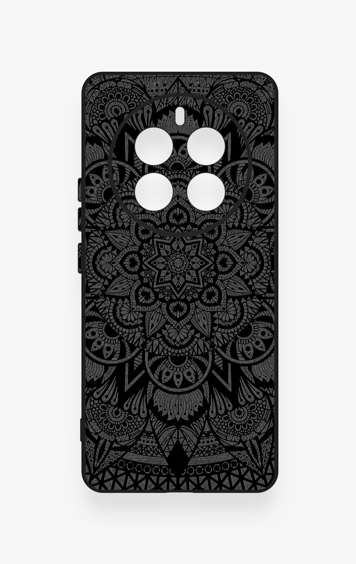 Realme 12 Pro Uyumlu Siyah Beyaz Mandala Desenli Silikon Kılıf