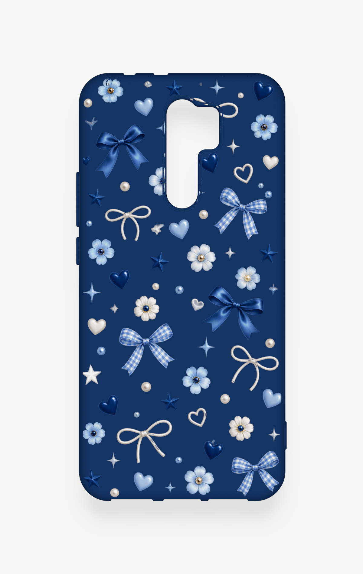 Redmi 9 Uyumlu Mavi Papatya Fiyonk Desenli Silikon Kılıf
