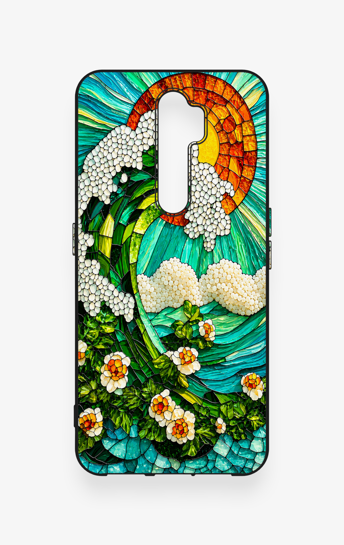 Oppo A5 2020 Uyumlu Mozaik Okyanus Dalgası Desenli Silikon Kılıf