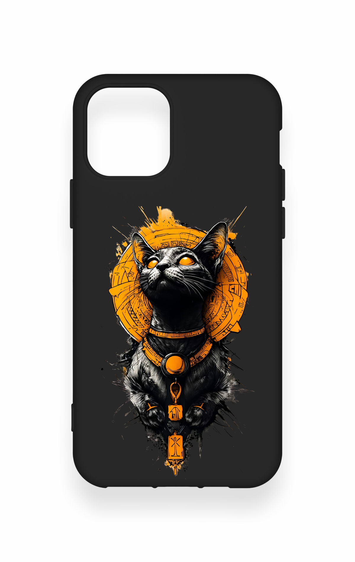 iPhone 11 Pro Uyumlu Mısırlı Kedi Tanrısı Desenli Silikon Kılıf