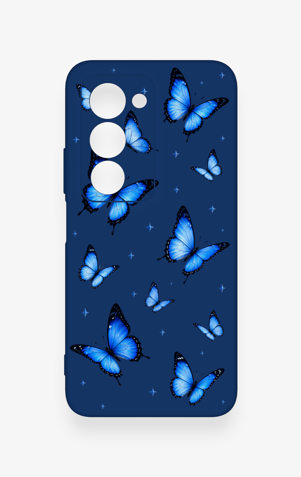 Redmi 15 5G Uyumlu Parlak Mavi Kelebek Desenli Silikon Kılıf
