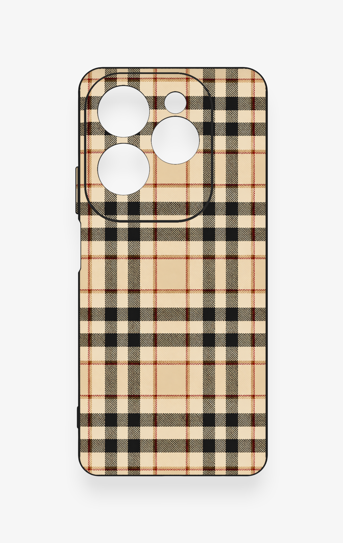 İnfinix Hot 40 Pro Uyumlu Karamel Siyah Ekose Desenli Silikon Kılıf