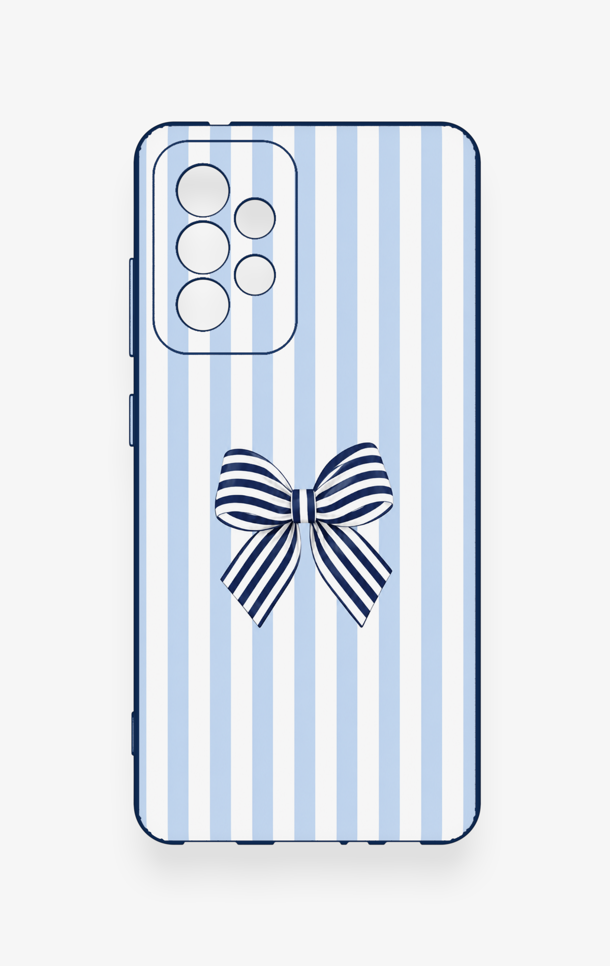 Samsung A52 Uyumlu Mavi Beyaz Kurdele Desenli Silikon Kılıf