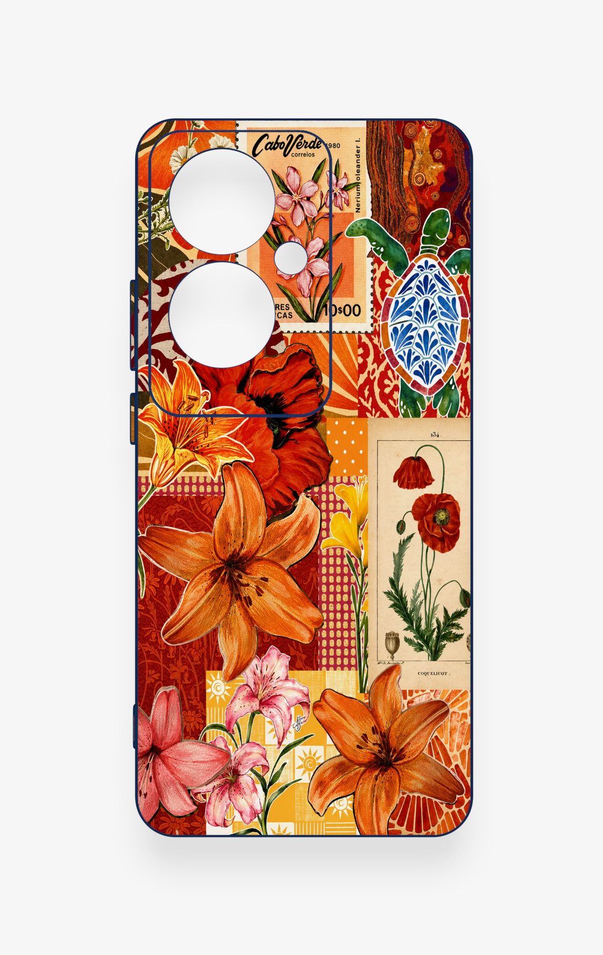 Oppo Reno 11F Uyumlu Turuncu Zambak Desenli Silikon Kılıf
