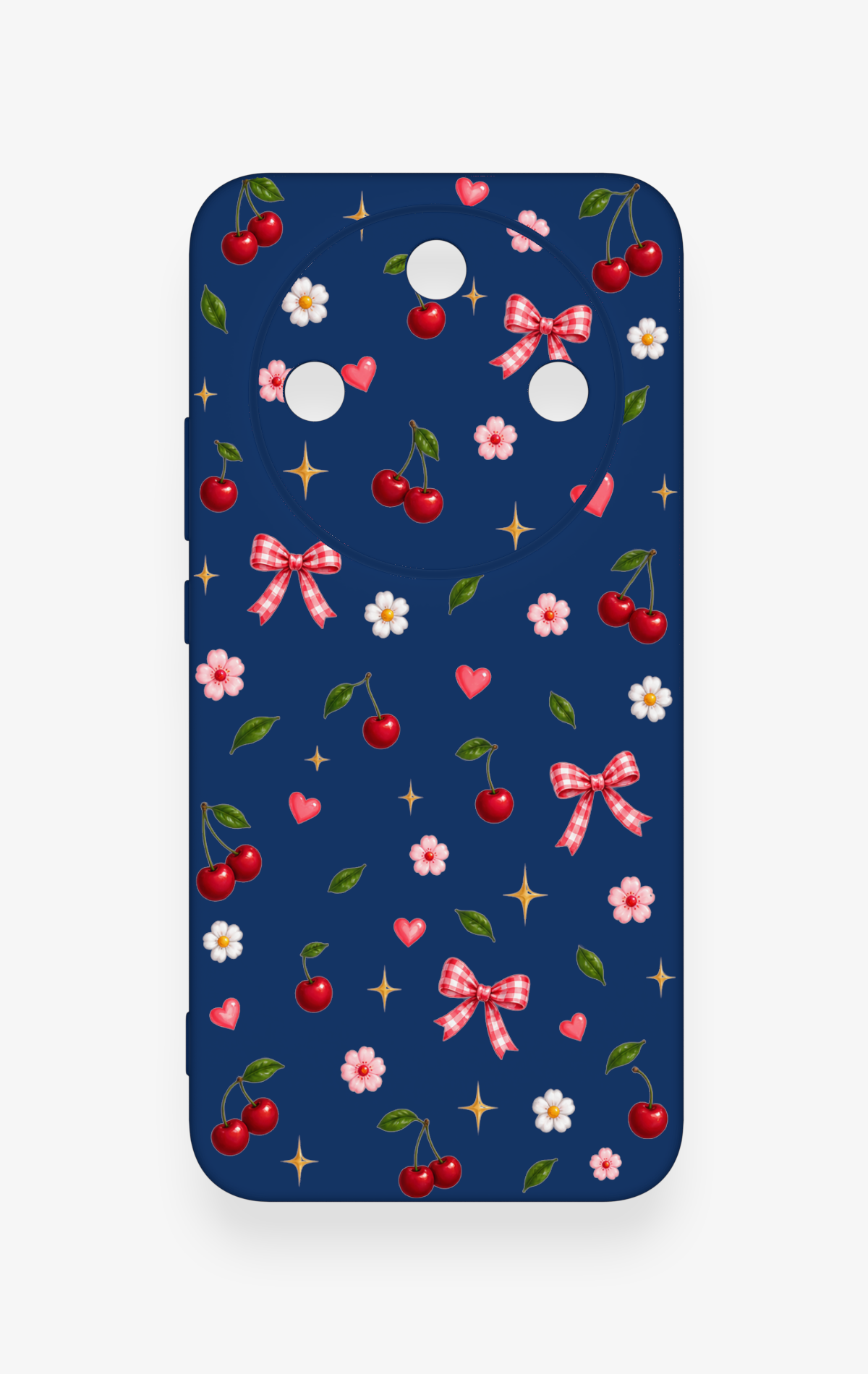 Honor Magic 8 Lite Uyumlu Çiçek Kiraz Fiyonk Desenli Silikon Kılıf
