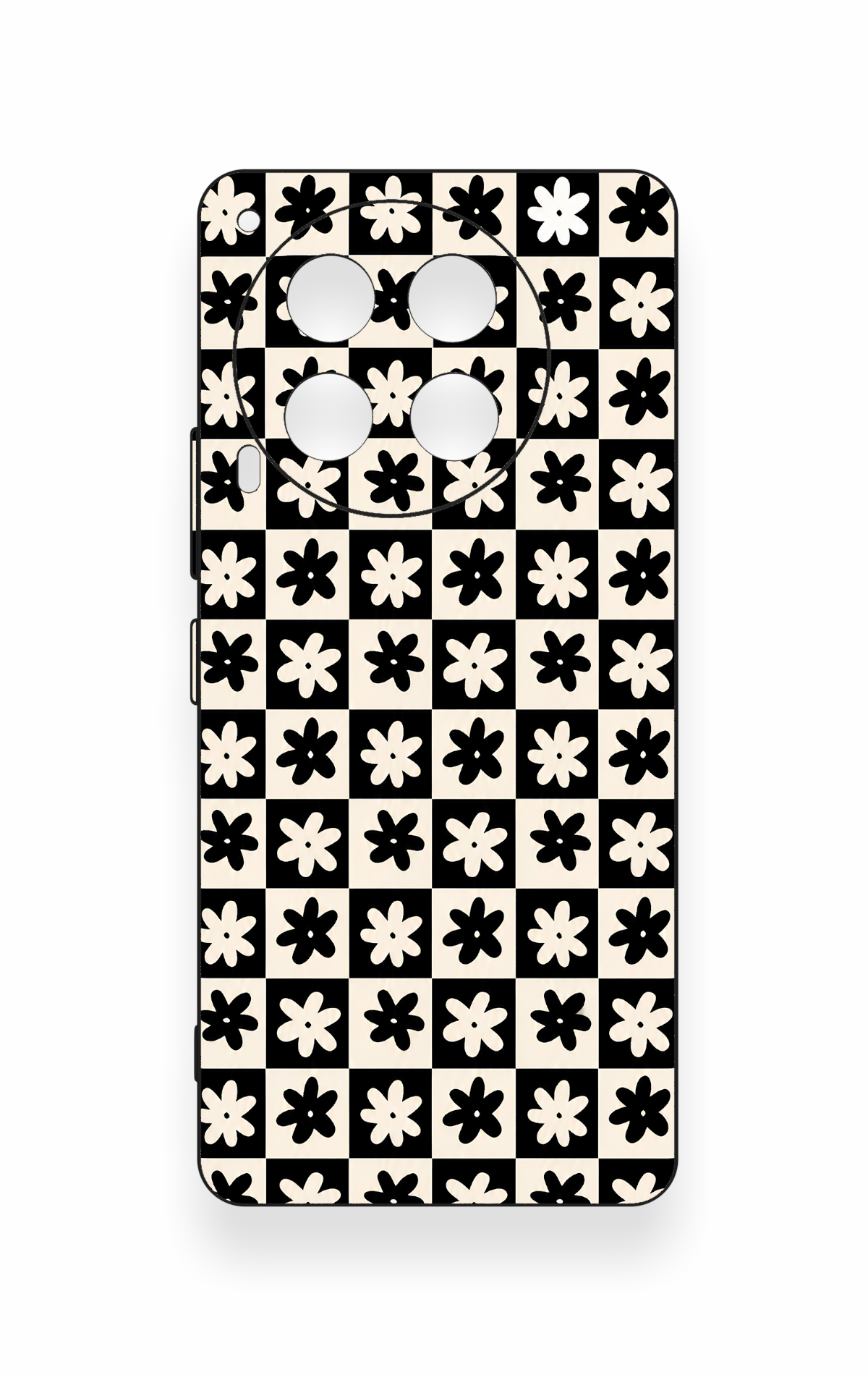 Tecno Camon 30 Uyumlu Çiçek Motifli Dama Desenli Silikon Kılıf