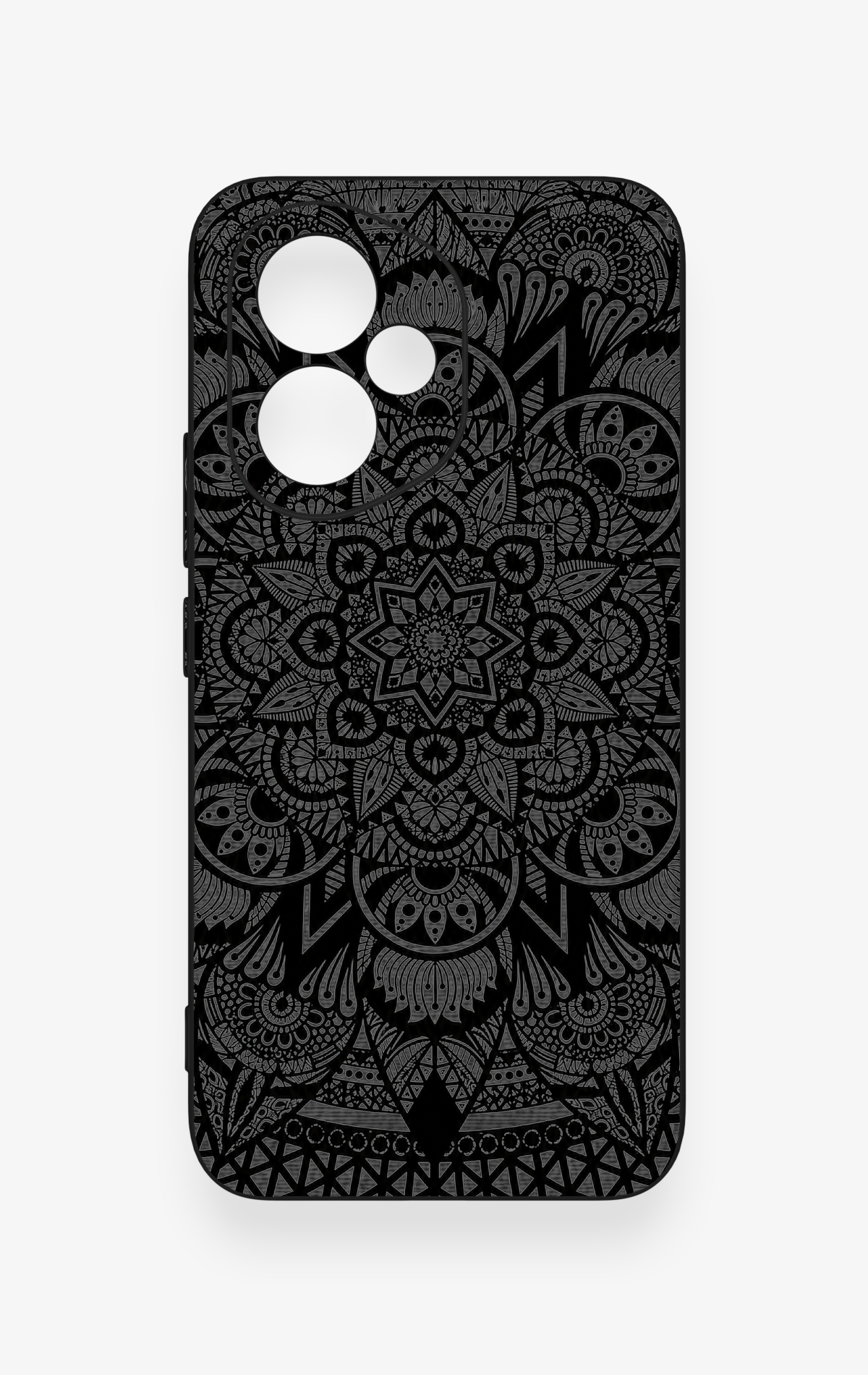 Honor 400 Uyumlu Siyah Beyaz Mandala Desenli Silikon Kılıf