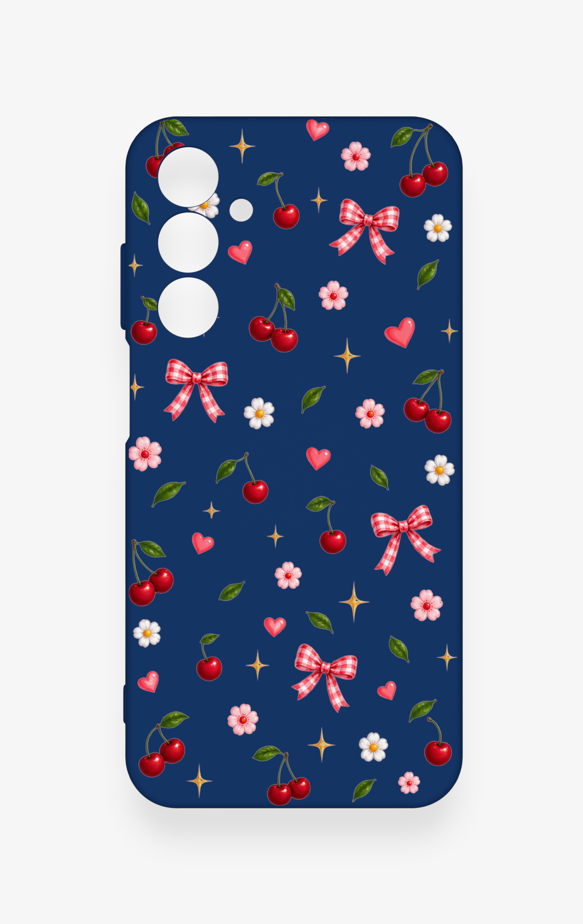 Samsung A25 Uyumlu Çiçek Kiraz Fiyonk Desenli Silikon Kılıf