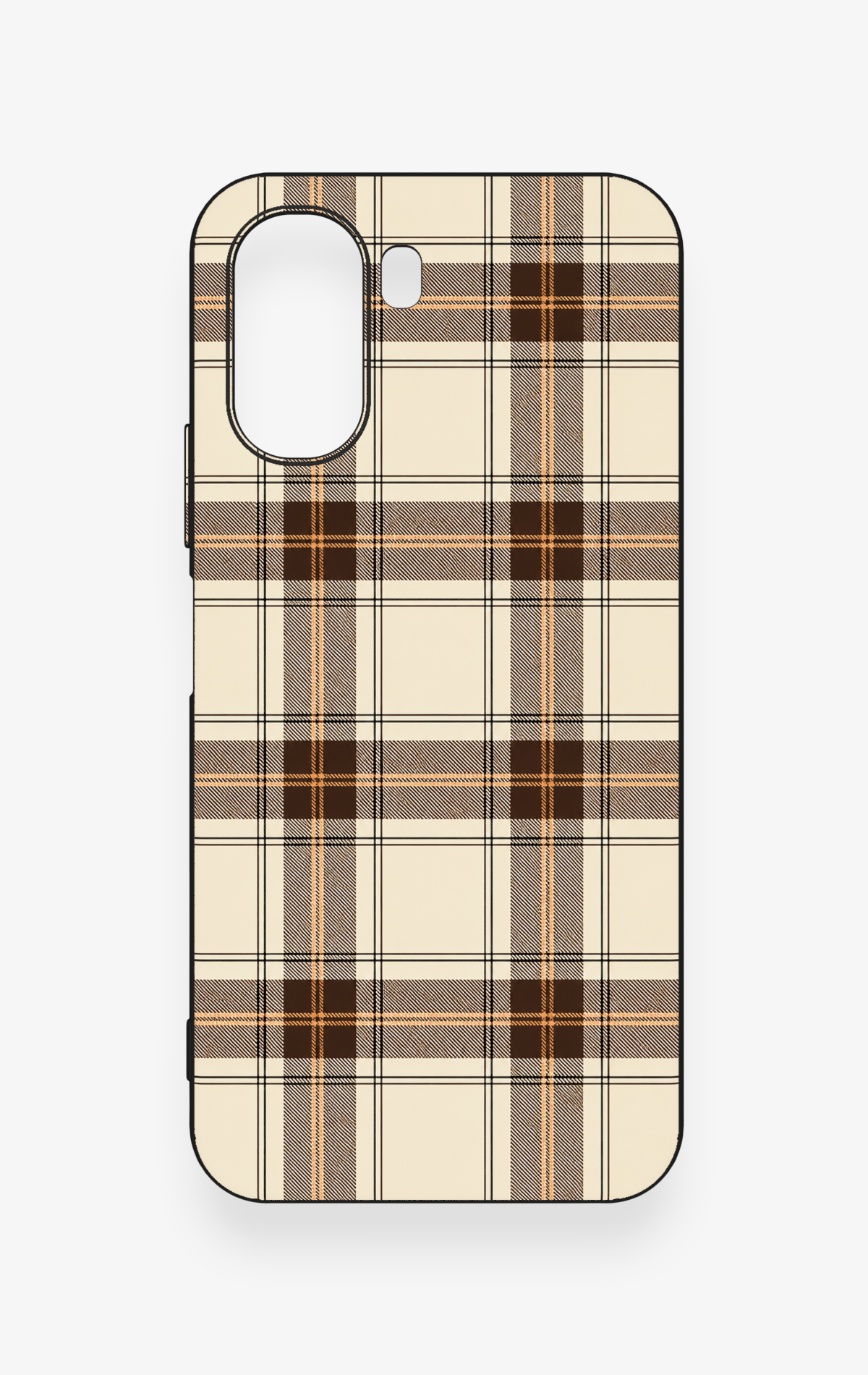 Oppo A6T Uyumlu Bej Kahverengi Ekose Desenli Silikon Kılıf