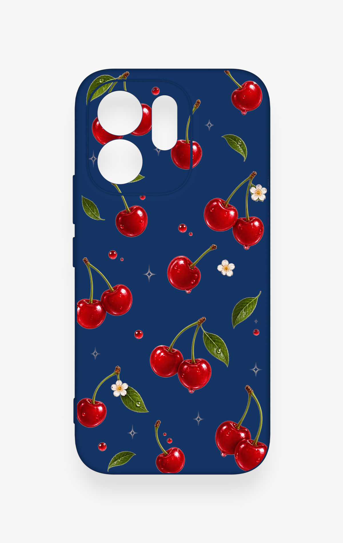 Vivo V70 5G Uyumlu Kiraz Papatya Desenli Silikon Kılıf